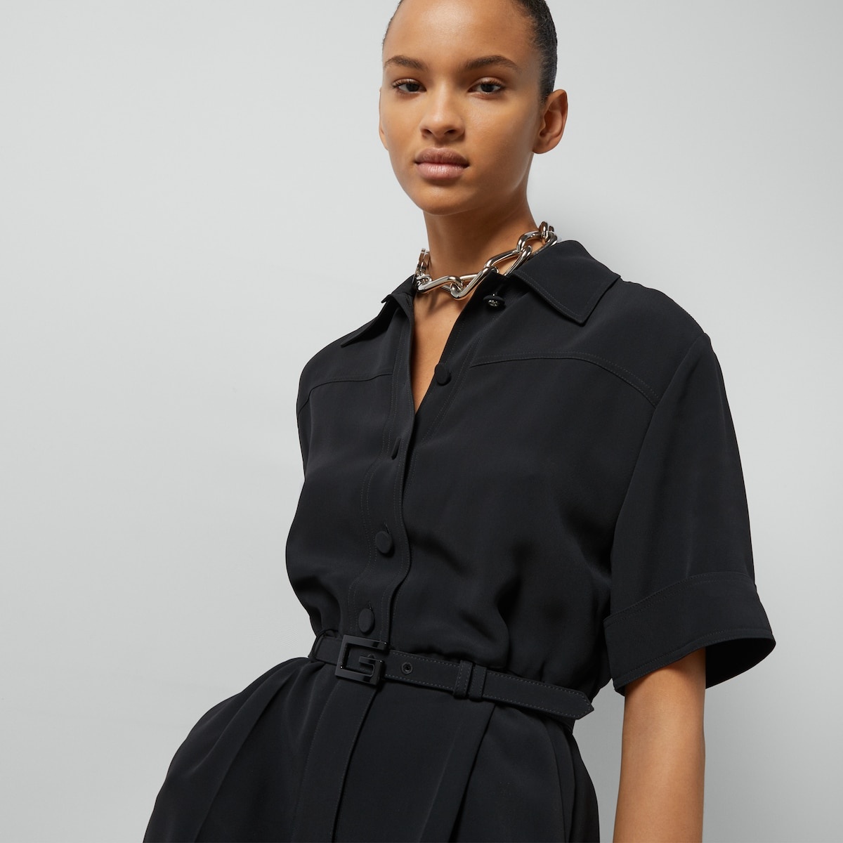 Viscose crêpe cady short jumpsuit - 3