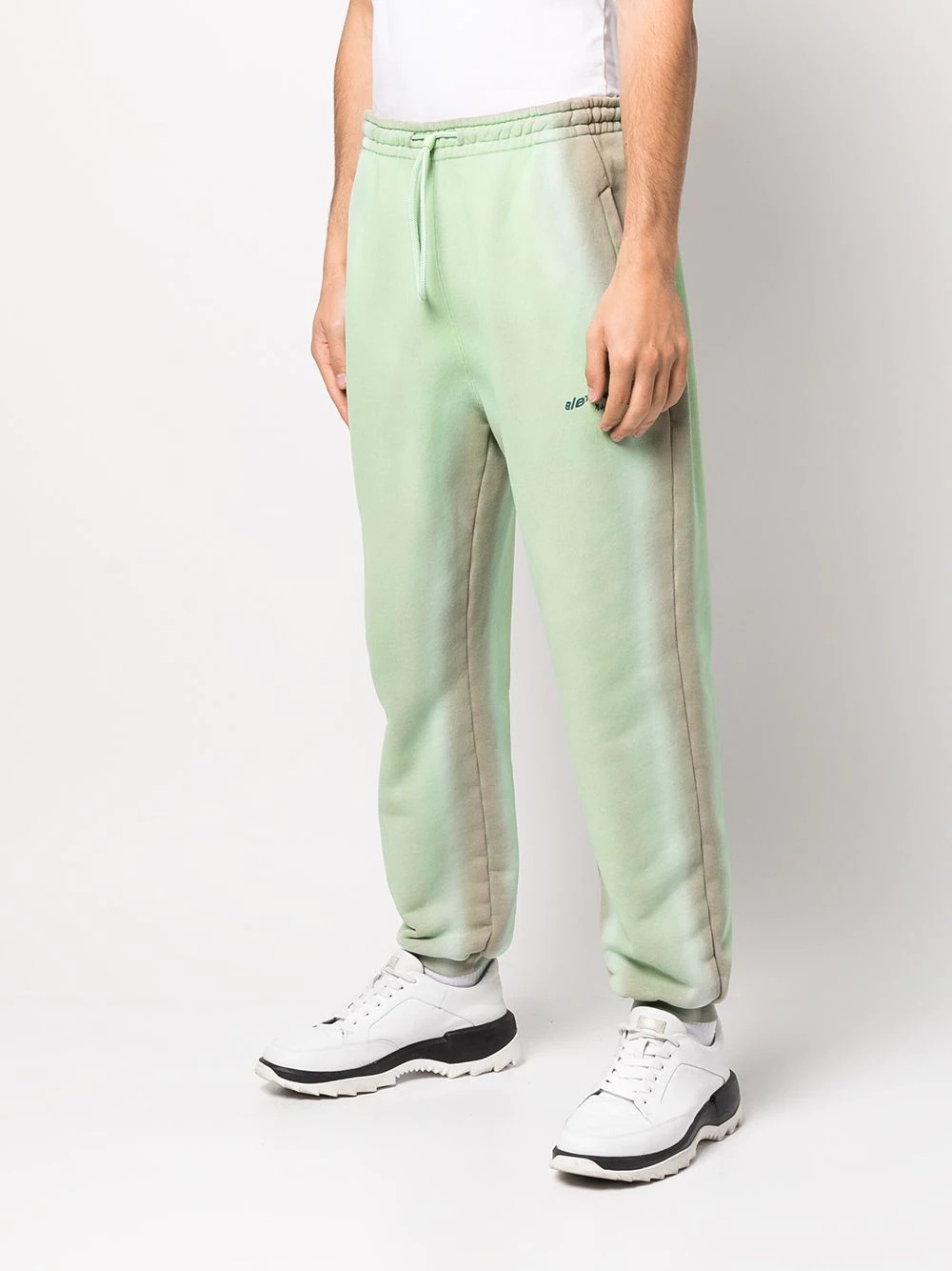 acid-wash drawstring track pants - 4