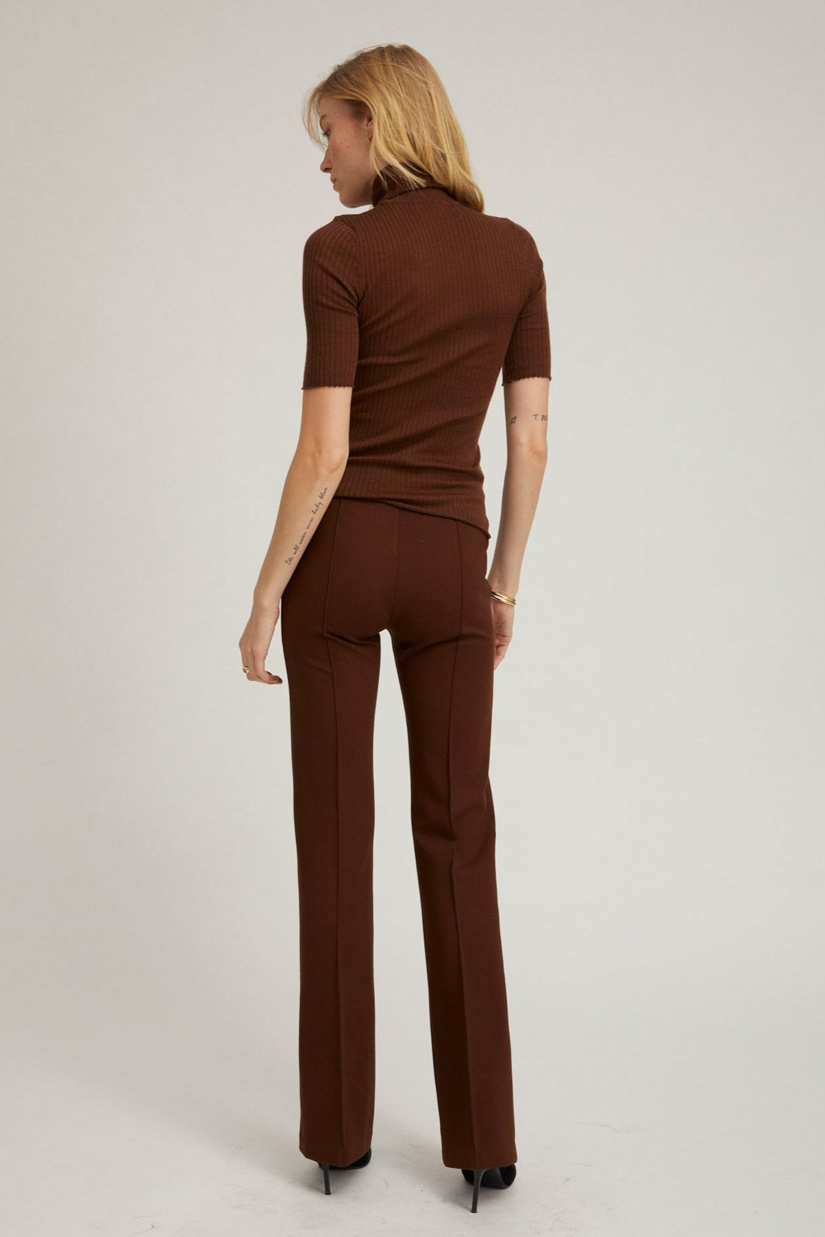 CHOCOLATE CASANOVA MICRO FLARE PINTUCK PANTS - 5