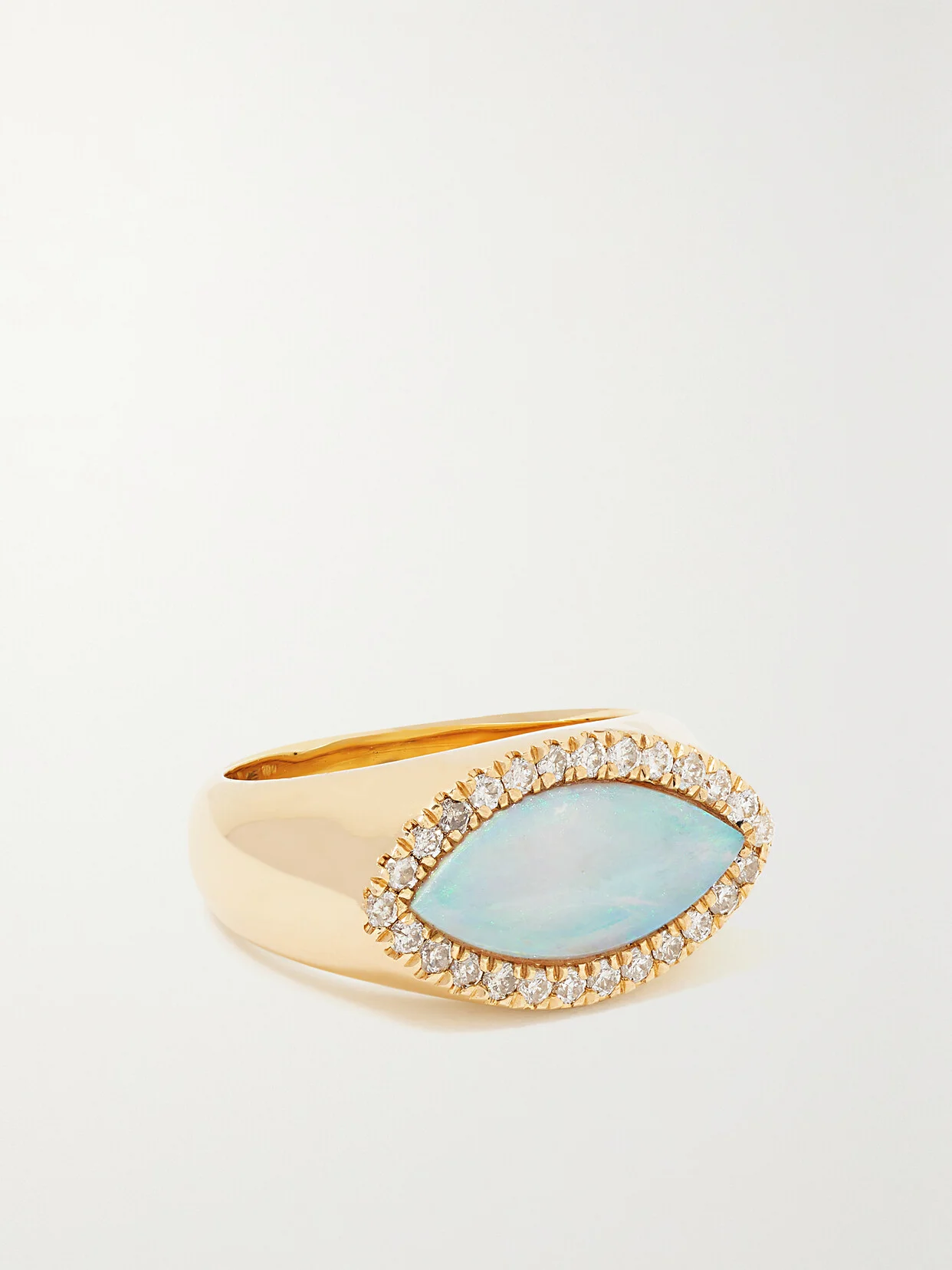 14-karat Gold, Opal And Diamond Signet Ring - 1