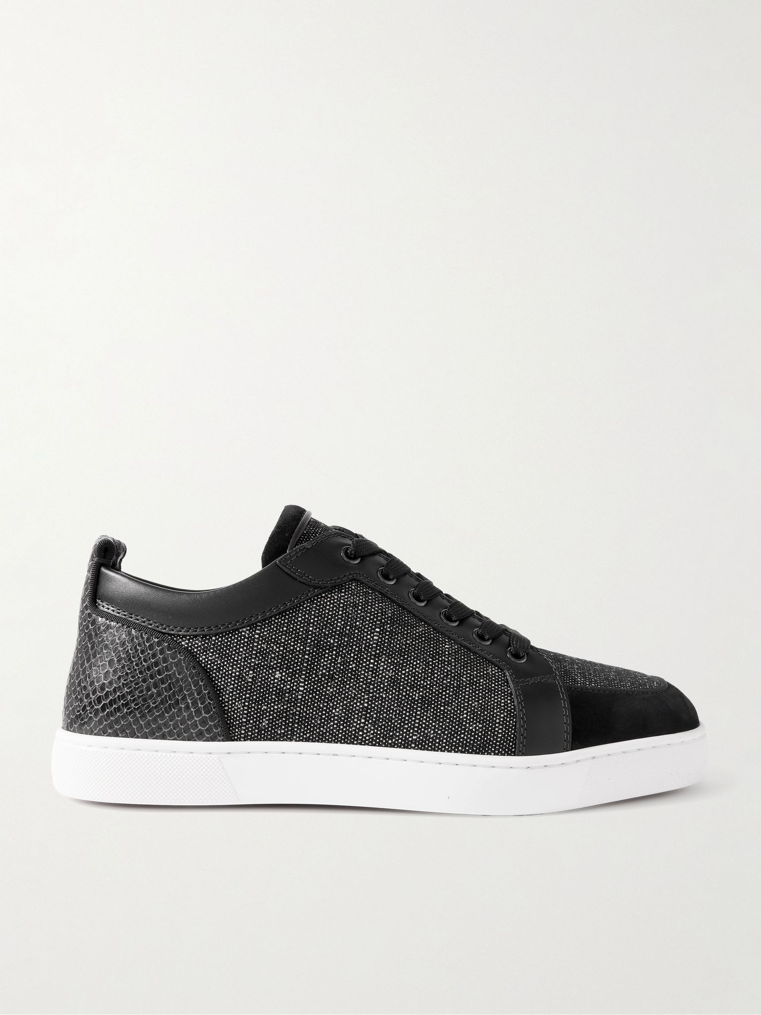 Rantulow Canvas, Snake-Effect Leather and Suede Sneakers Black - 1