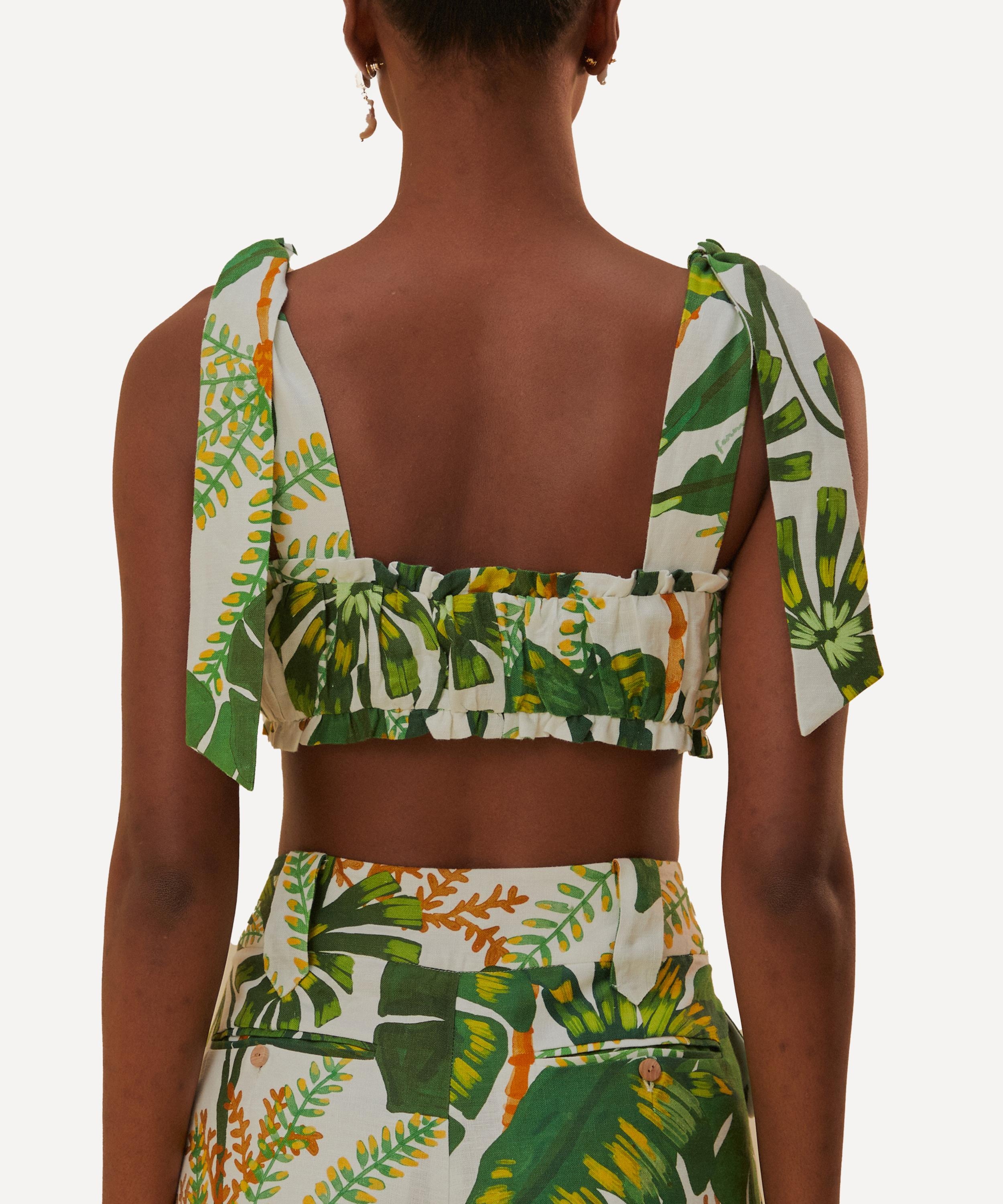 Tropical Forest Off-White Knot Crop-Top - 3