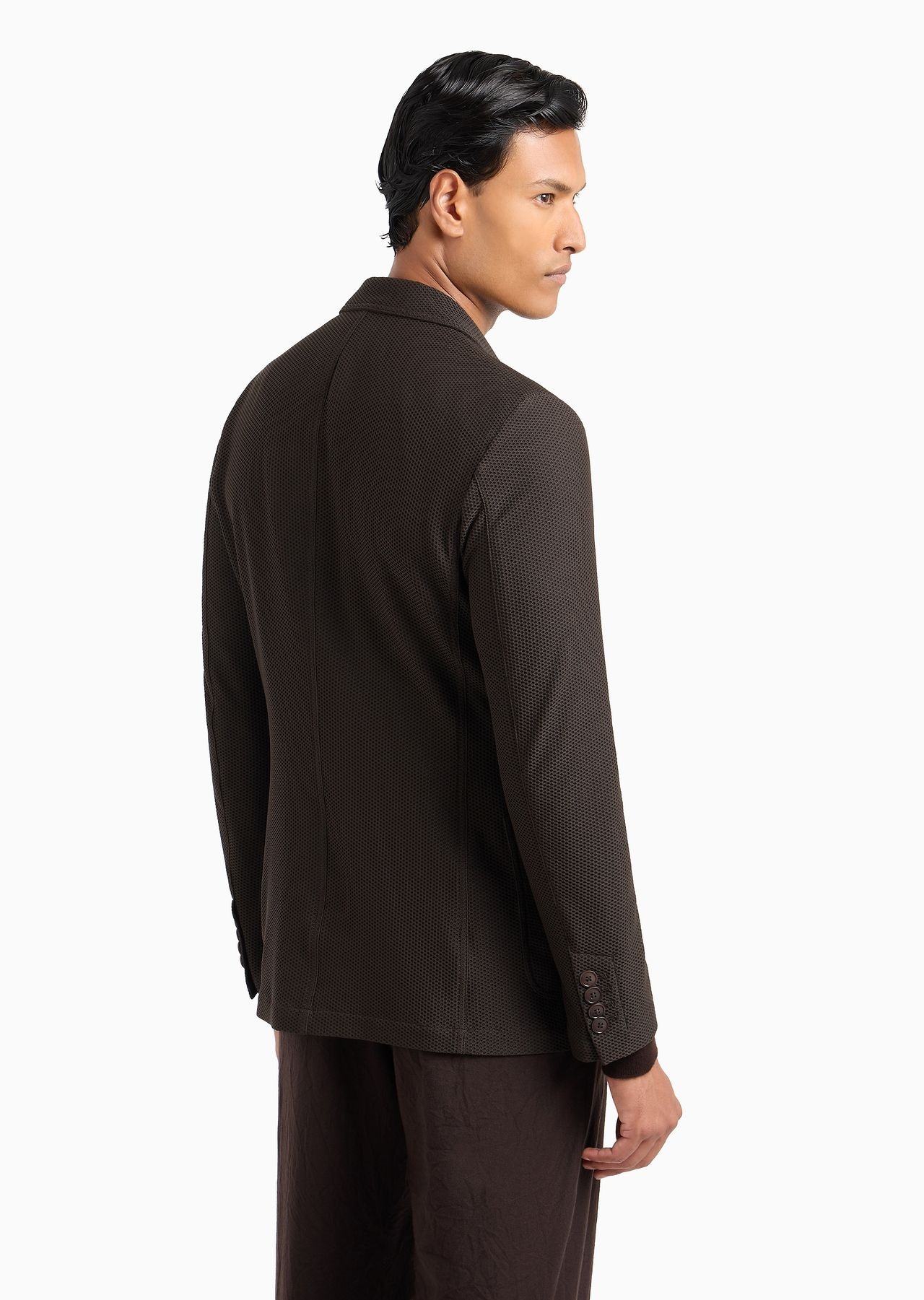 Single-breasted jacket in technical waffle fabric - 3