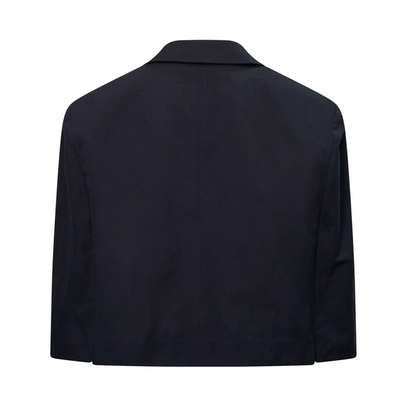 pushBUTTON Navy Check Cropped Cape Blazer outlook