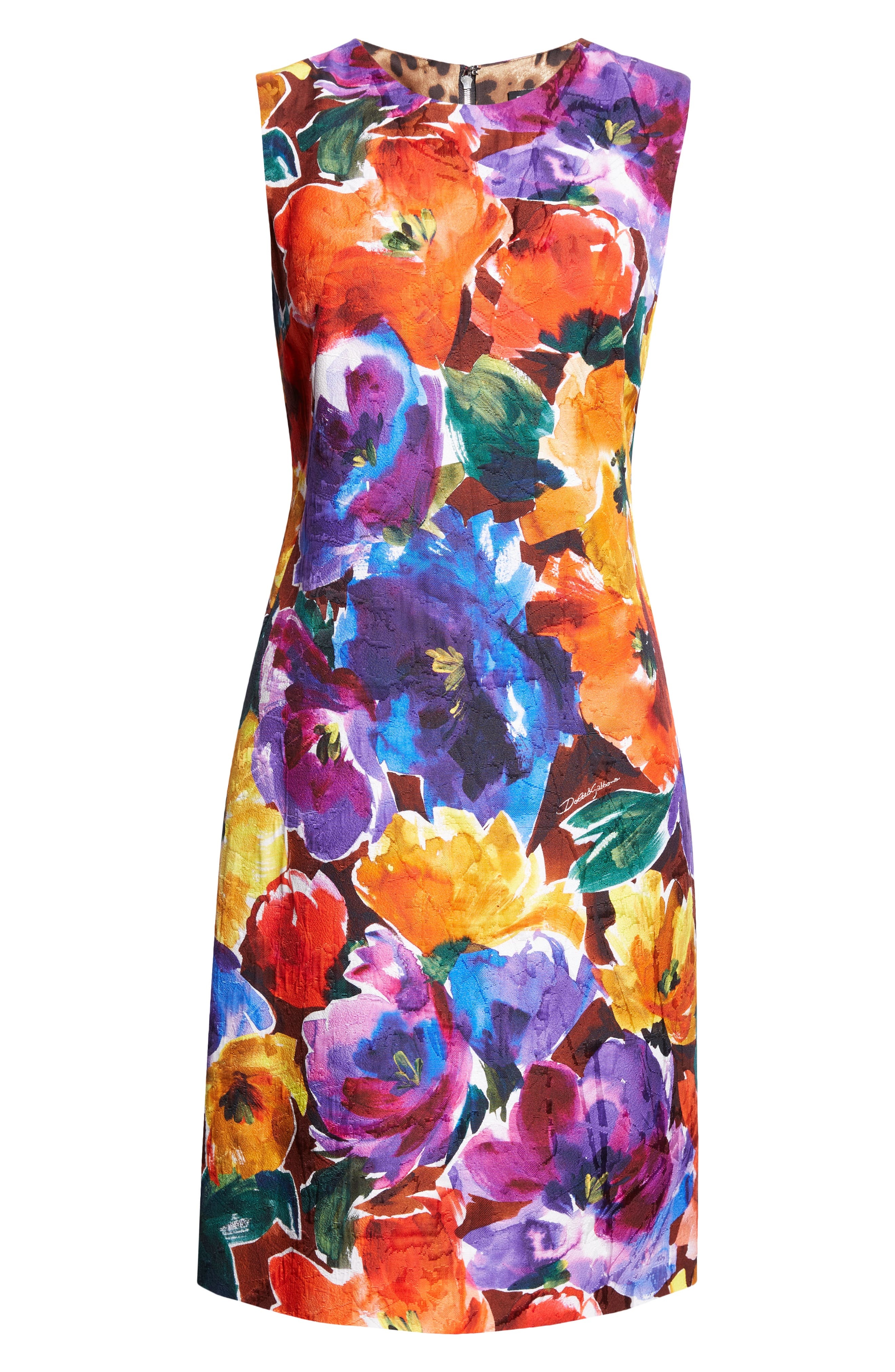 Abstract Floral Print Sleeveless Sheath Dress in Hm4Yefiori Astr. f.marrone - 5