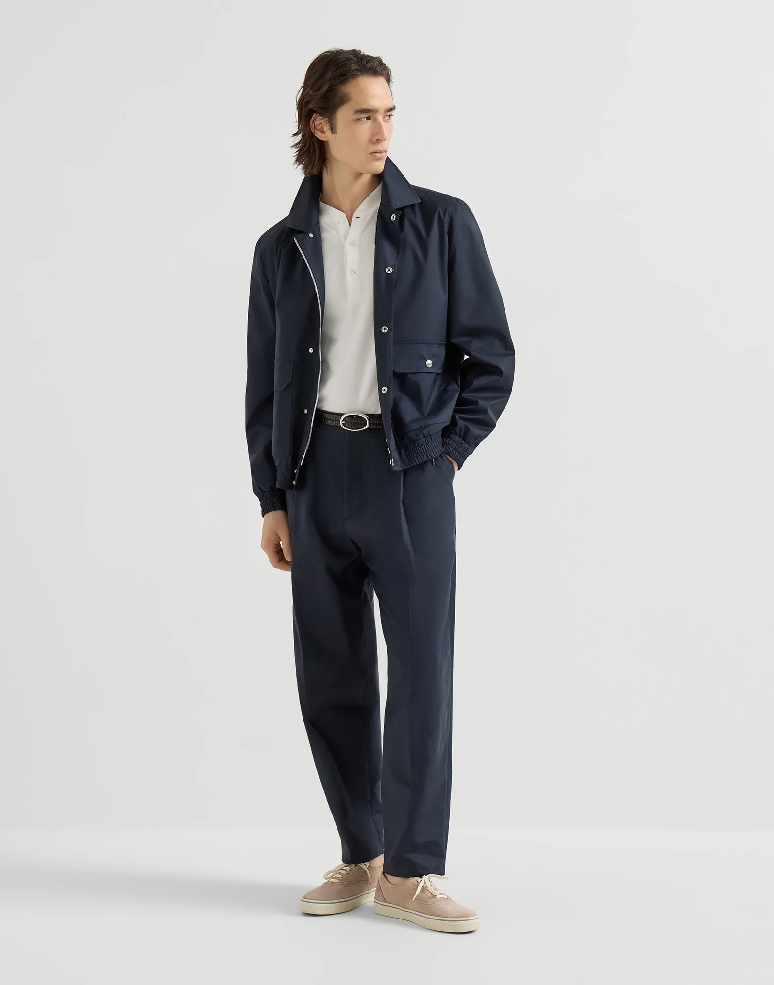 Brunello Cucinelli Bonded silk and virgin wool outerwear jacket