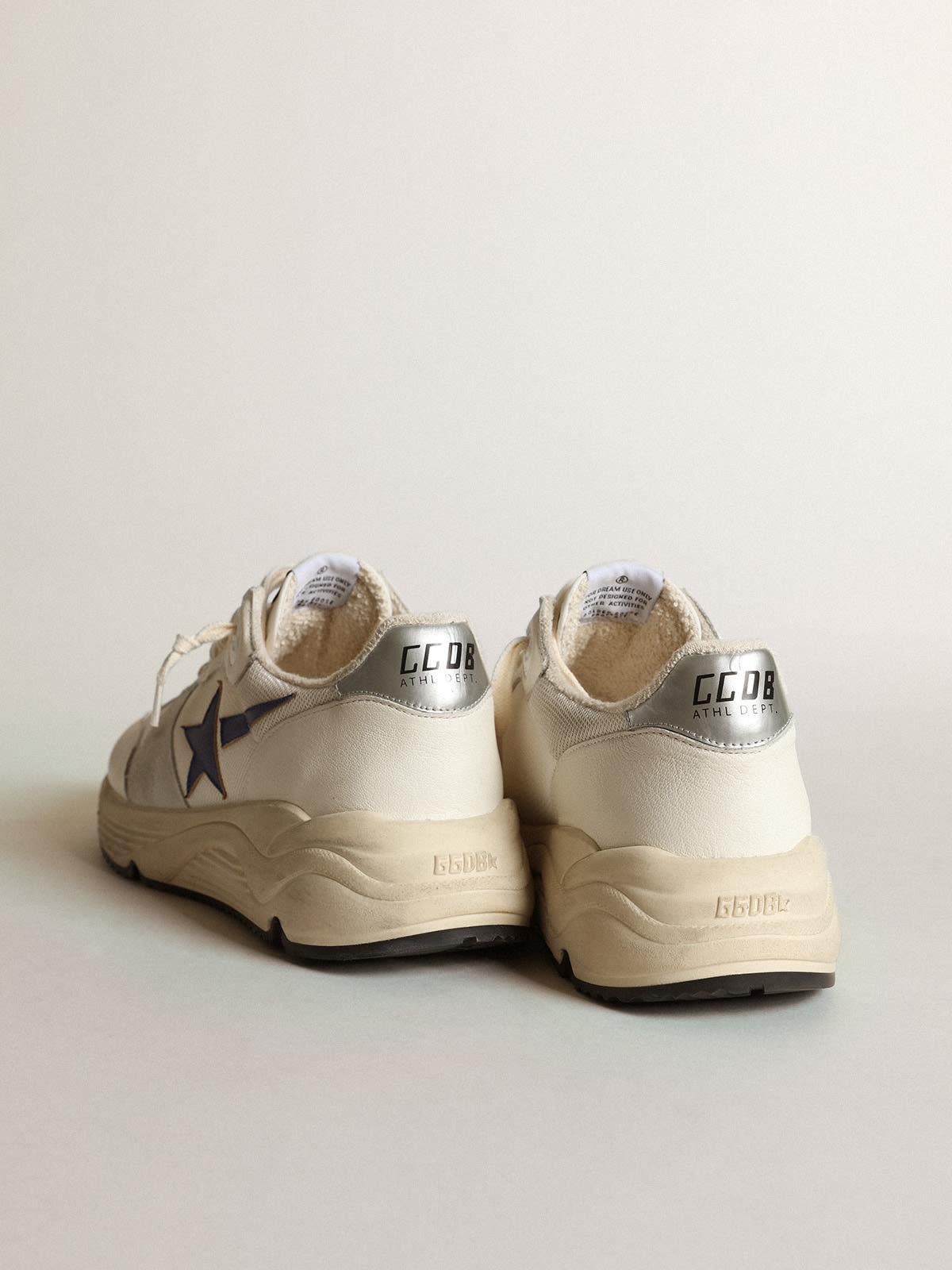 Running Sole in white mesh and nappa leather with a blue star - 5