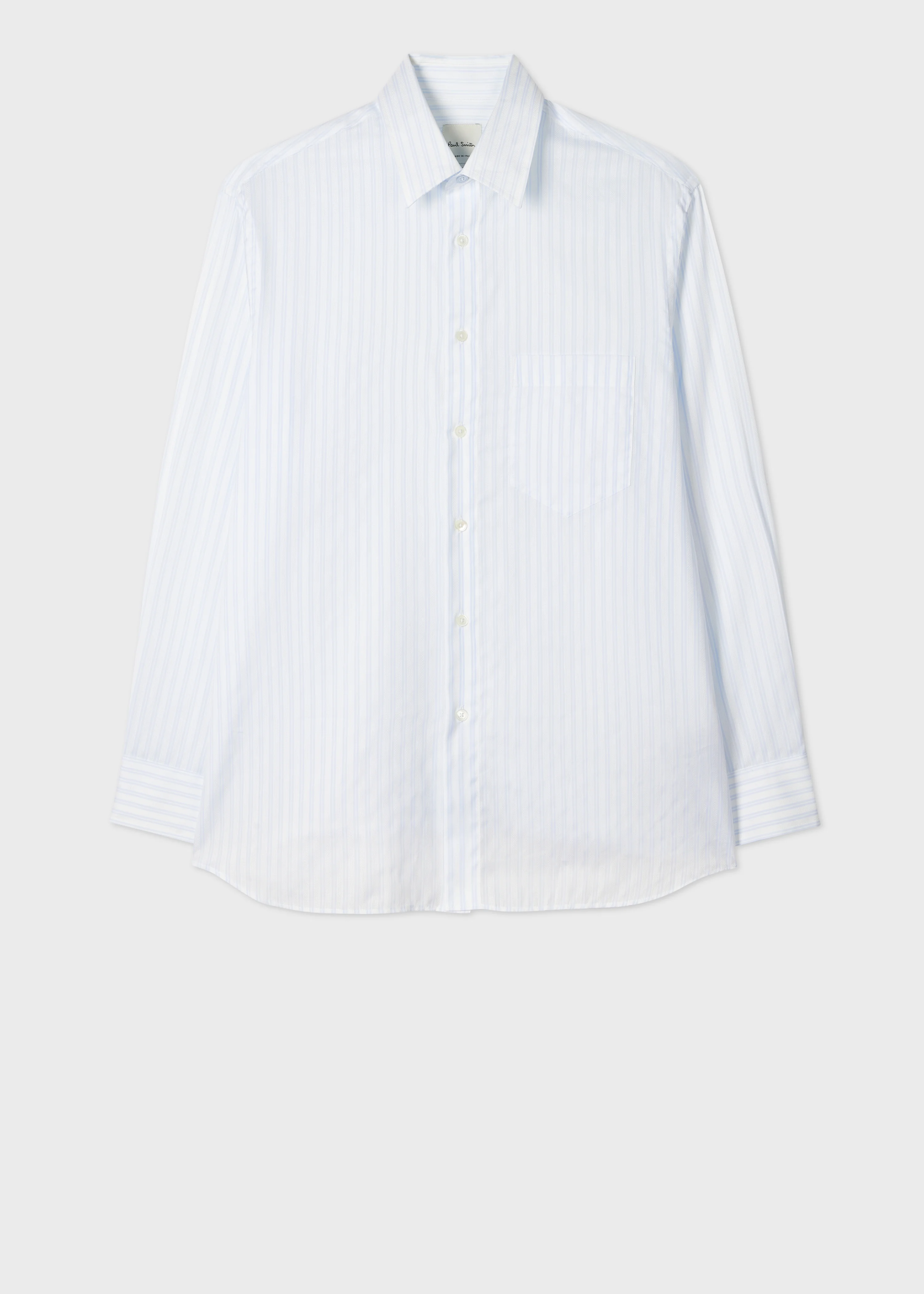 Light Blue Textured Stripe Shirt - 1