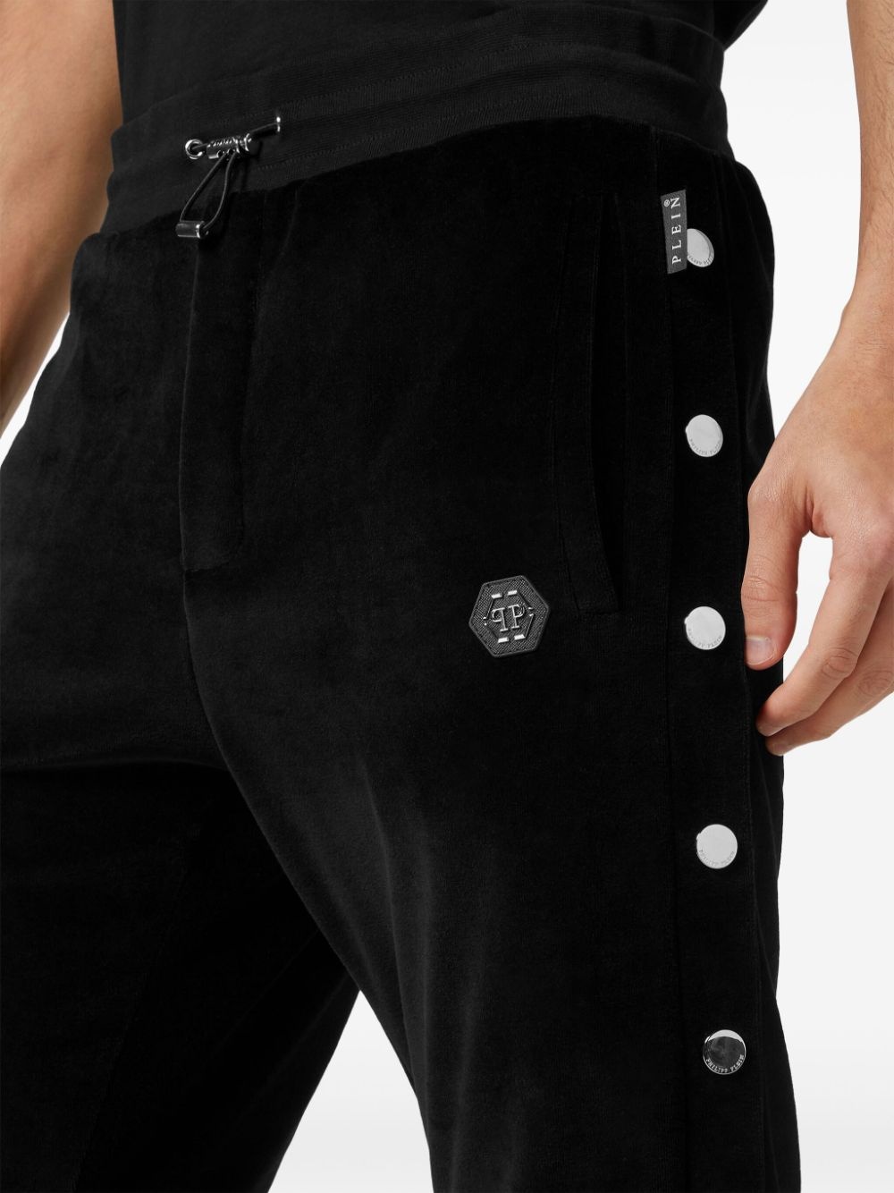 button-detail drawstring track pants - 4