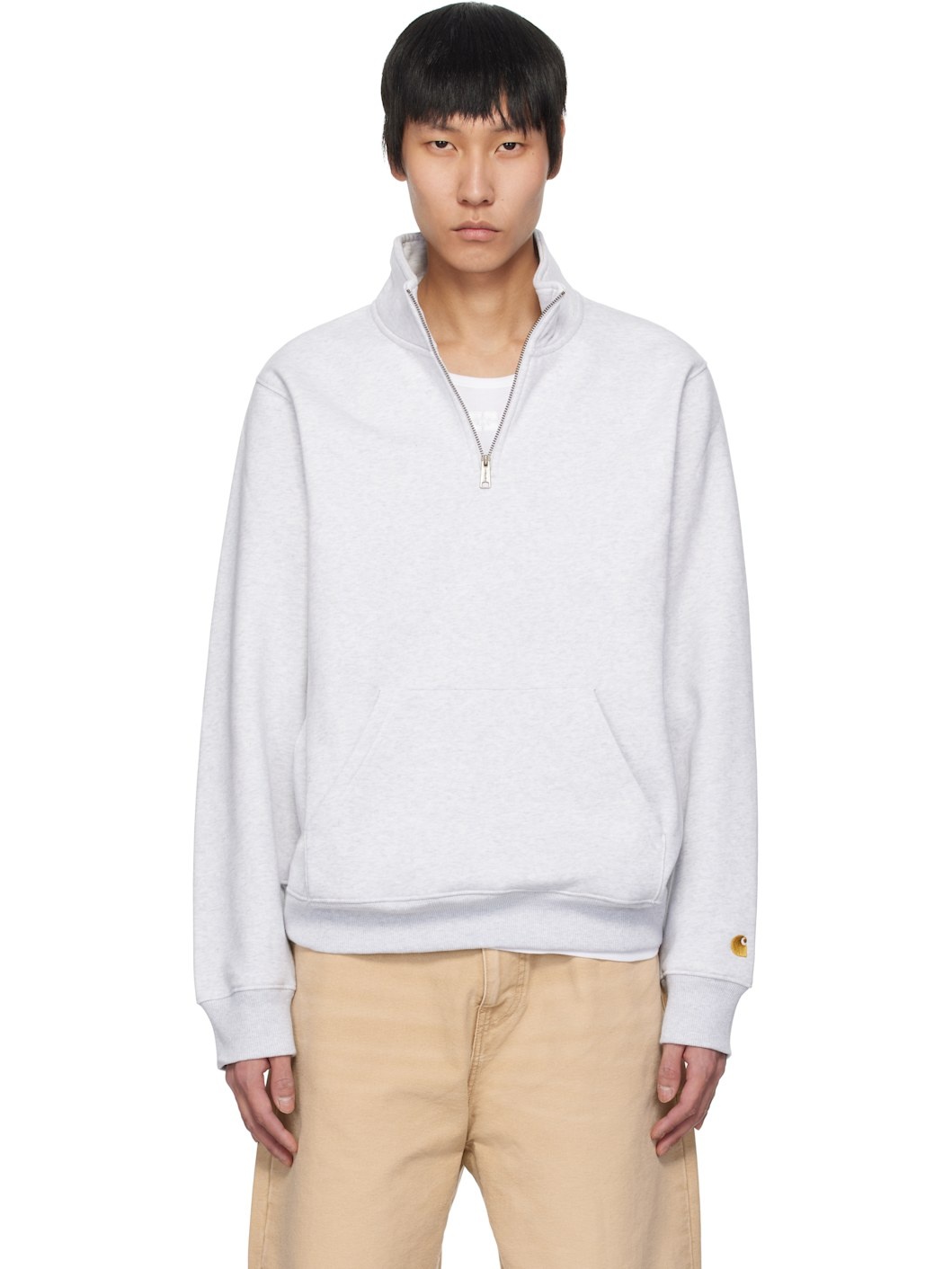 Gray Chase Neck Zip Sweatshirt - 1