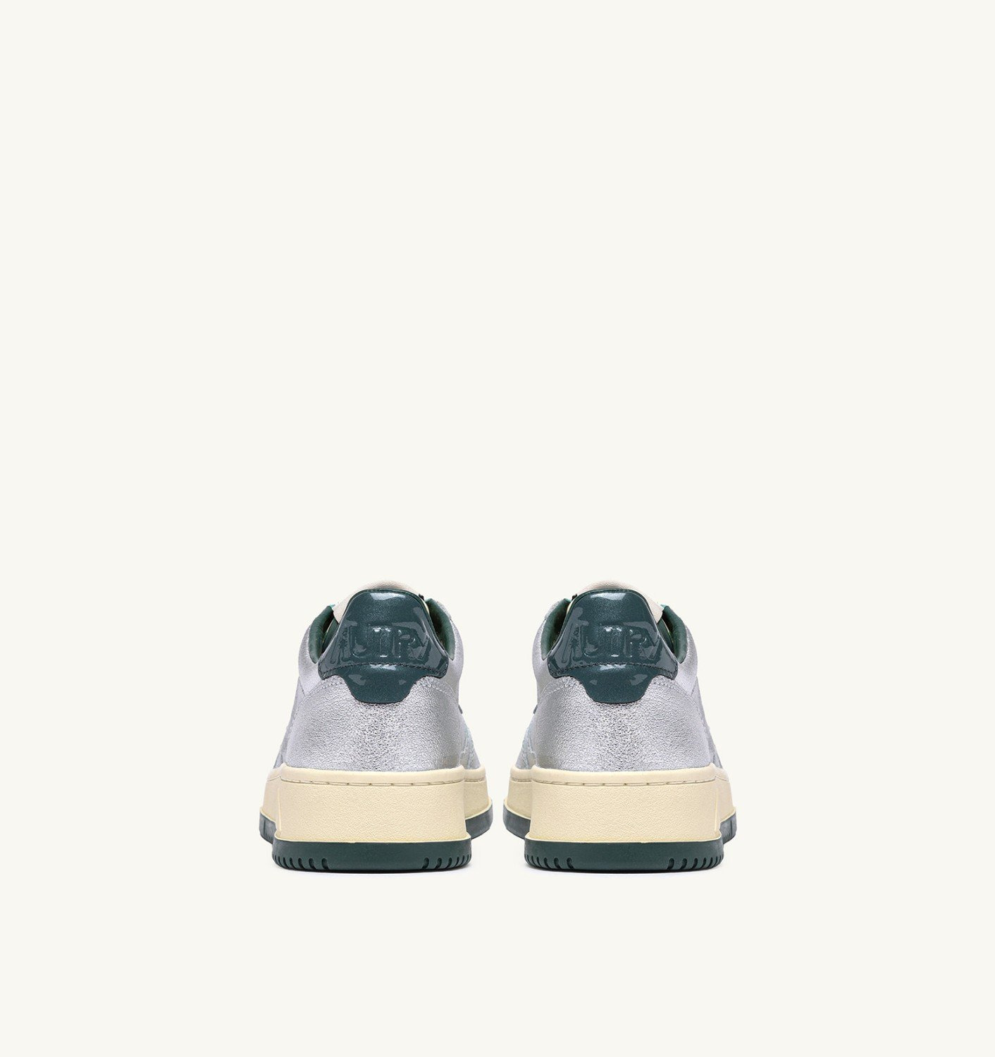 MEDALIST LOW SNEAKERS IN SILVER AND BOTTLE METALIZED LEATHER - 3