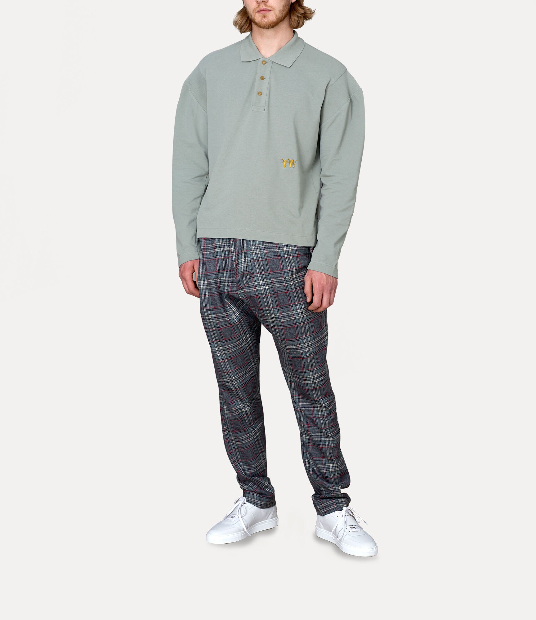 STRIPPED LONG SLEEVE CLASSIC POLO TOP - 2