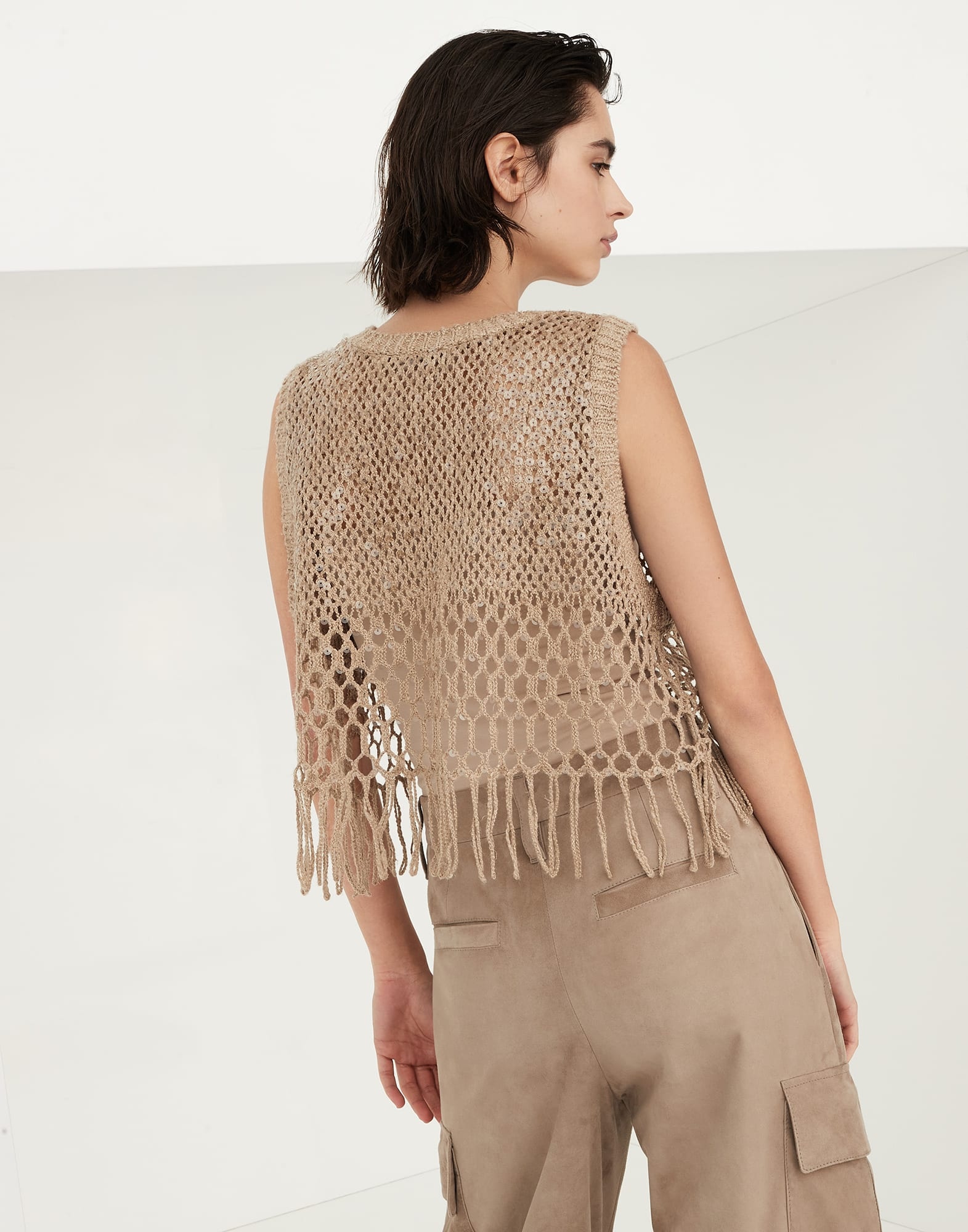 Dazzling dégradé embroidery top in silk and linen - 2