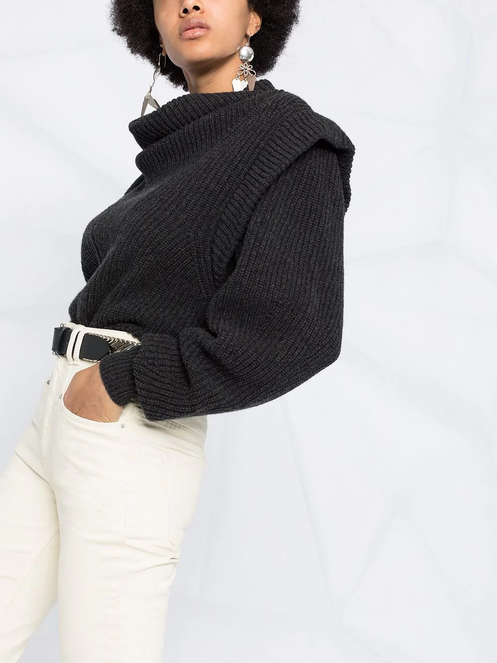 turtleneck ribbed knit jumper - 3