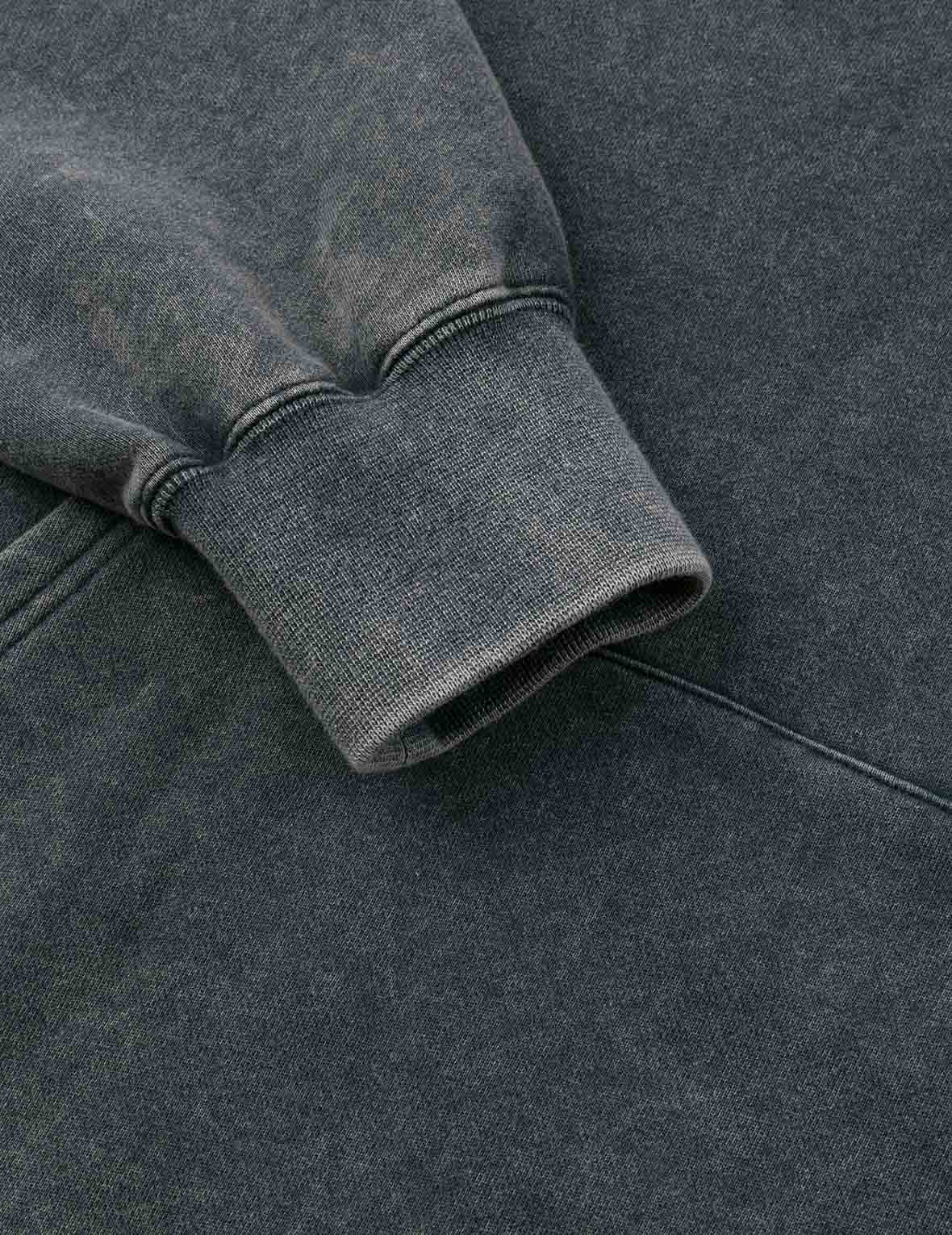 Washed Seagull and Logo Print Relax Fit Hoodie - 10