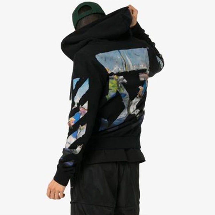 Men's Off-White Painting Printing Arrow Pattern Zipper Classic Black OMBE001G20FLE0011088 - 6