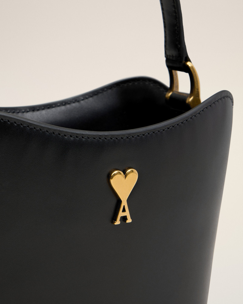 BLACK LEATHER MINI PARIS PARIS BUCKET BAG 5