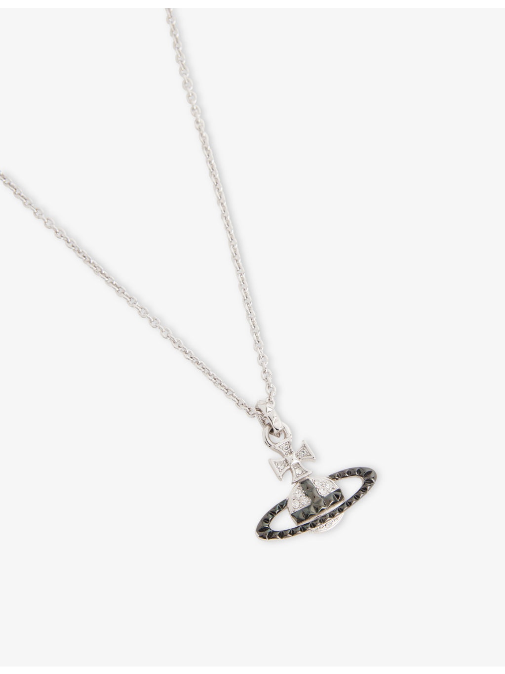 Man. Mayfair Bas Relief Rhodium-Plated Brass and Crystal Pendant Necklace - 3