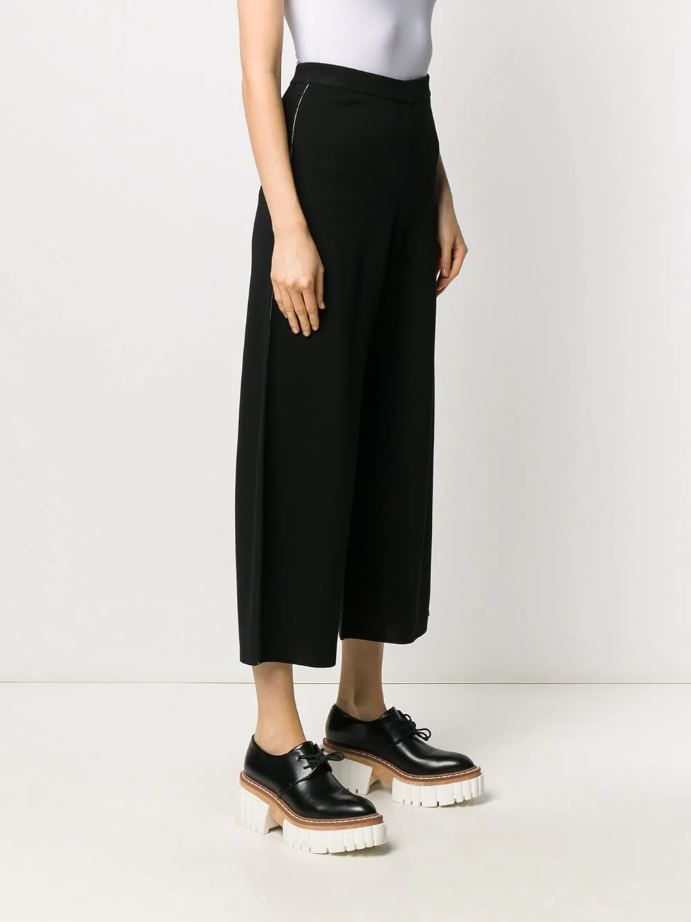 knitted wide-leg cropped trousers - 3