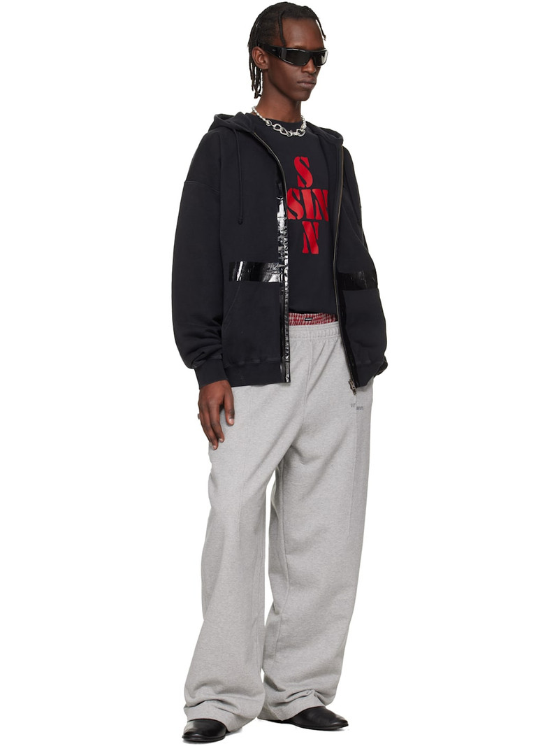 VETEMENTS Black Taped Zip-Up Hoodie outlook
