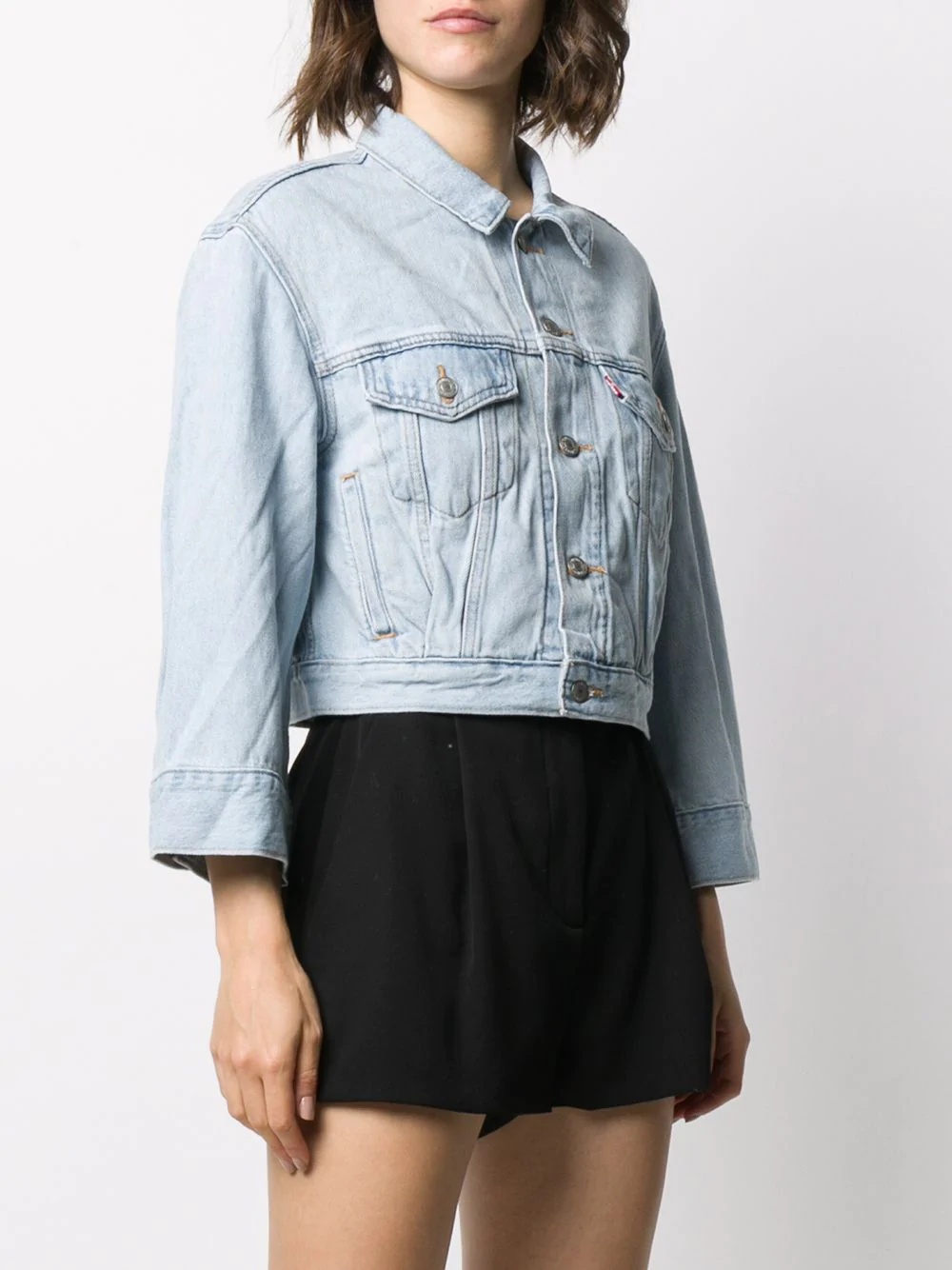 cropped button-up denim jacket - 3