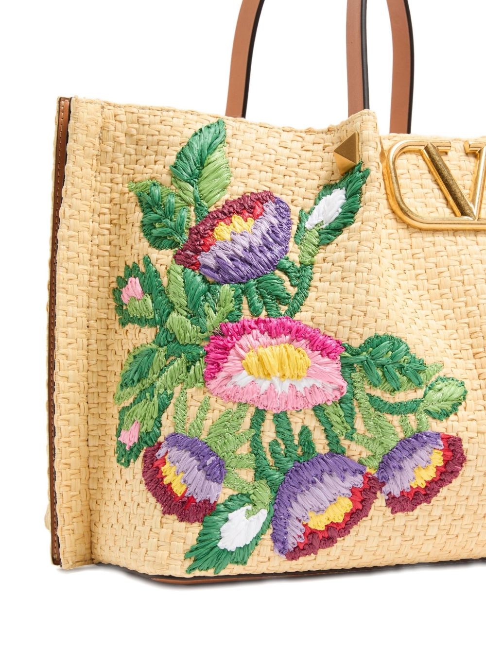 medium floral-embroidered tote bag - 6