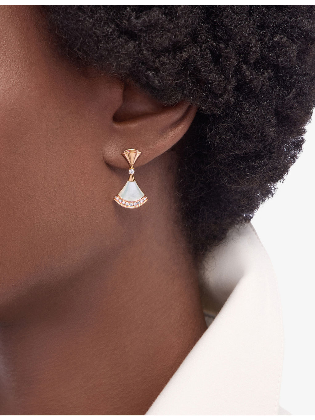 Divas' Dream 18ct Rose-Gold, 0.18ct Brilliant-Cut Diamond and Mother-of-Pearl Earrings - 4