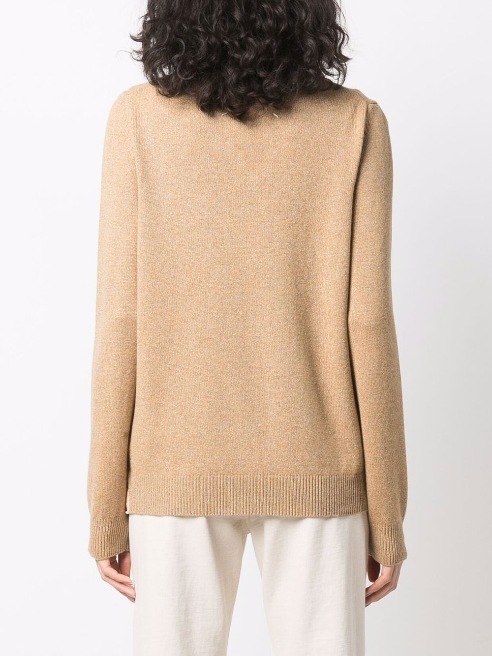 knitted V-neck jumper - 4