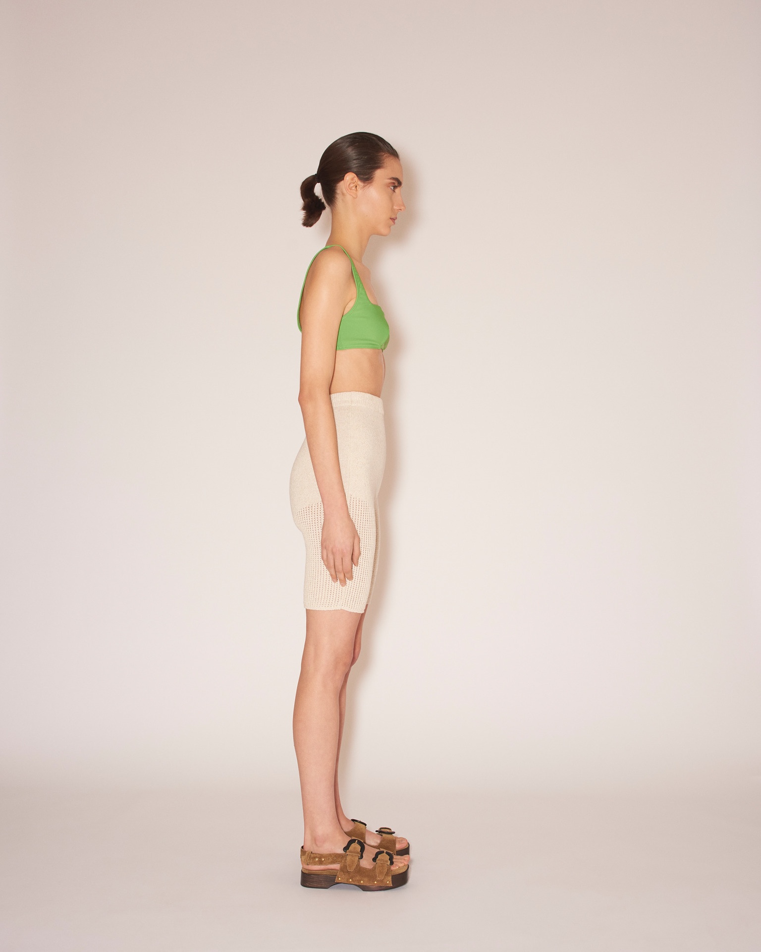 PAOLA - Textured cotton-crochet shorts - Creme - 4