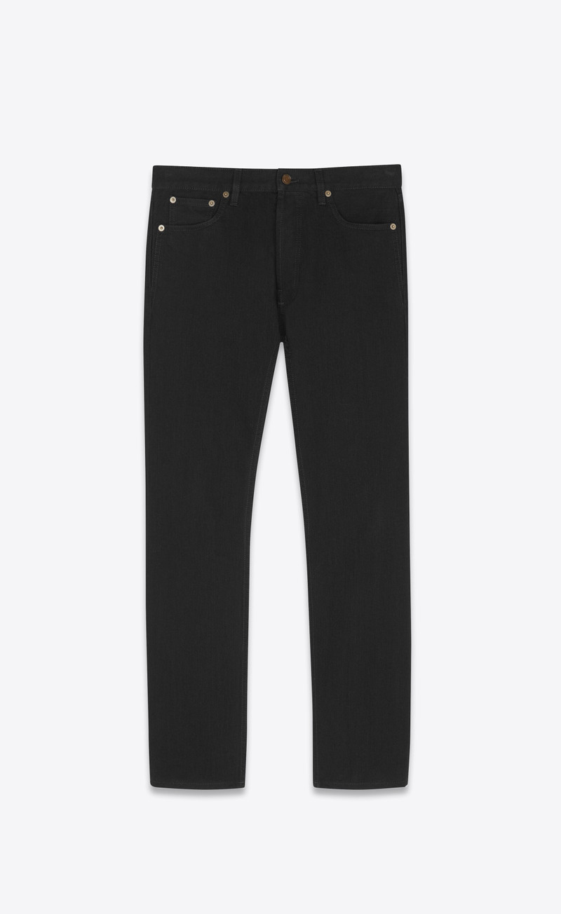 mid-waist jeans in worn black denim - 1
