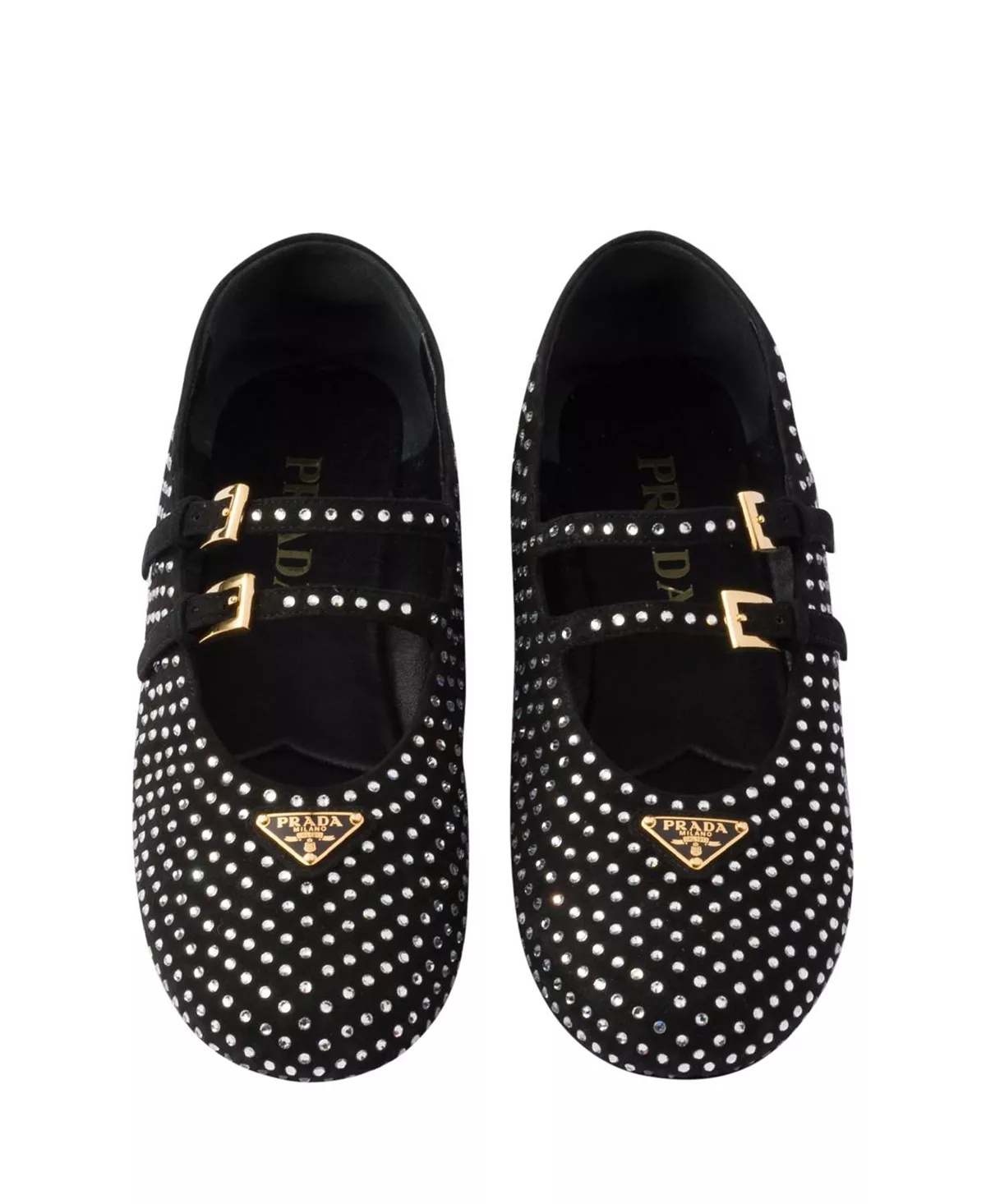 Women's Suede Ballerinas with Crystals - 5