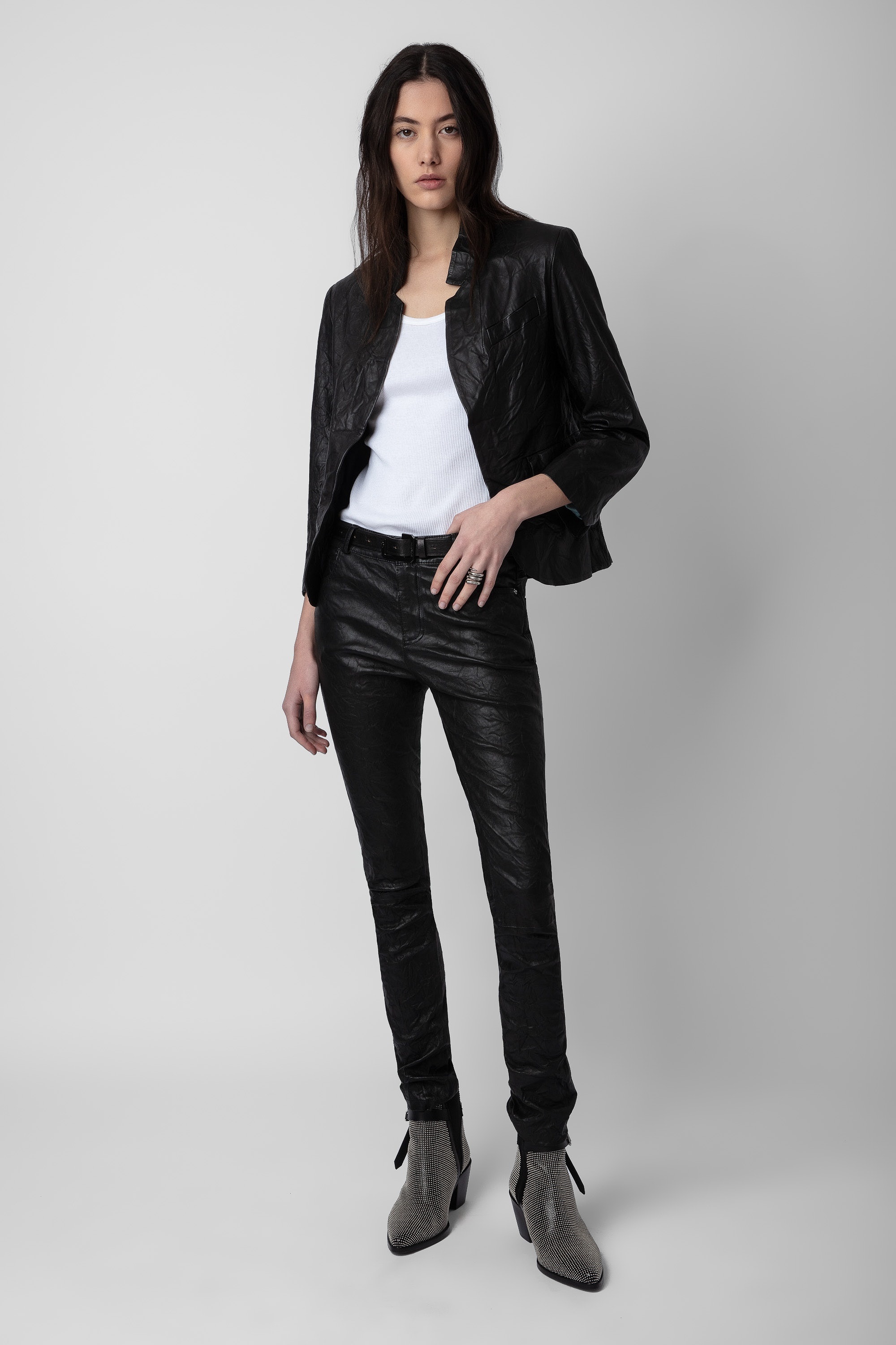 Phlame Crinkle Leather Pants - 2