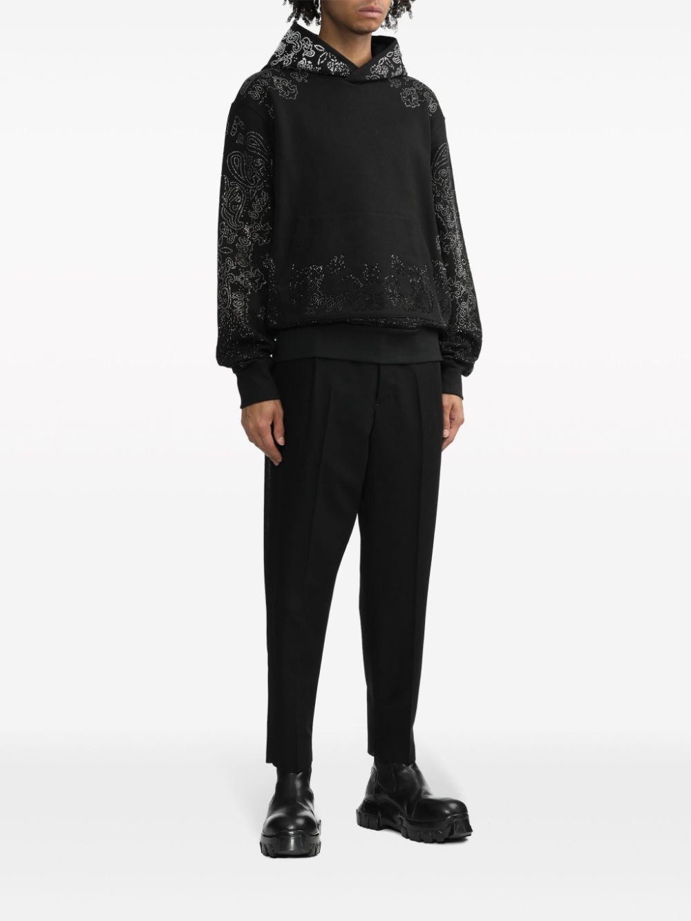 crystal-embellished cotton hoodie - 2