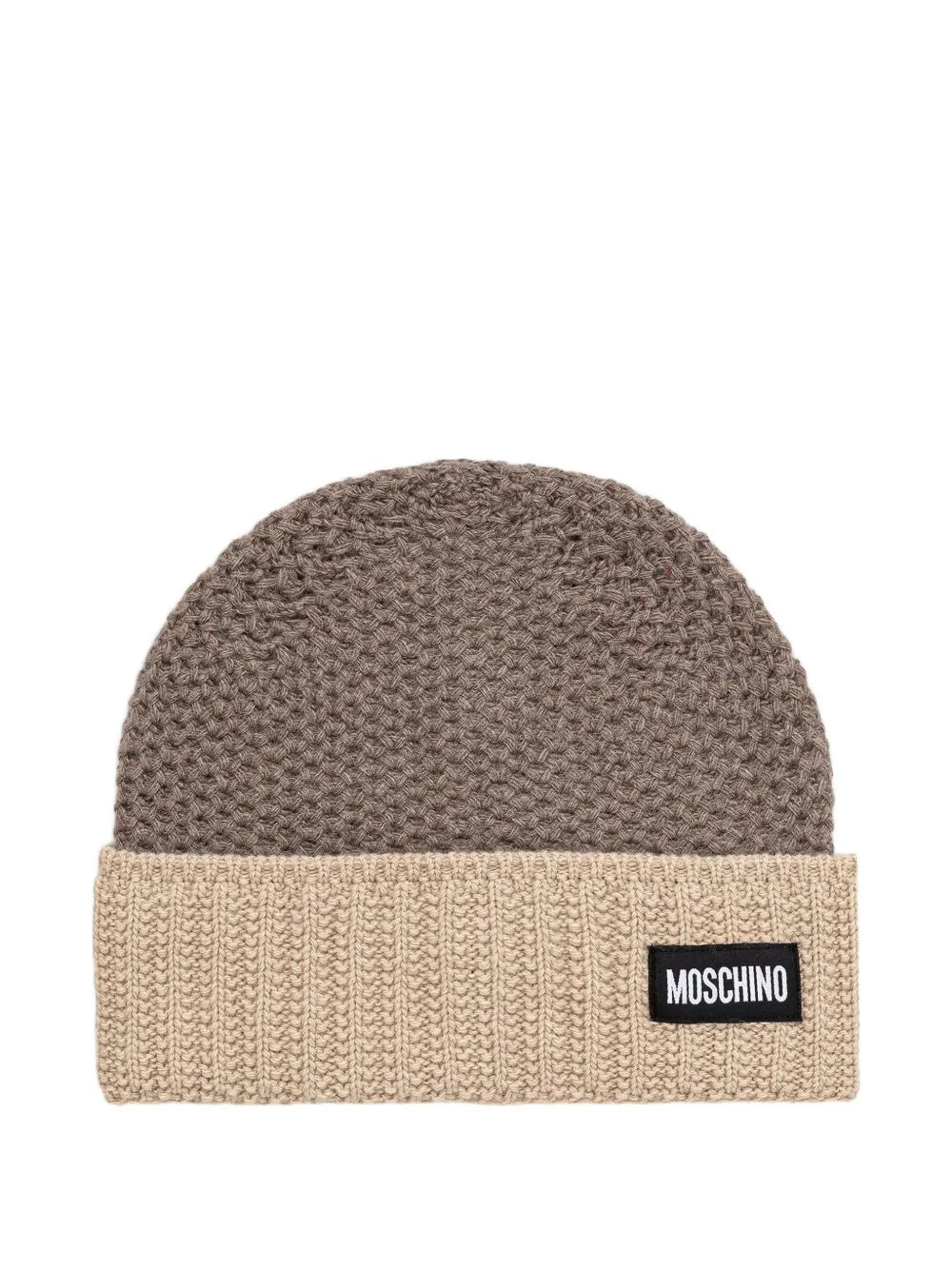 logo-patch waffle-knit wool beanie - 1