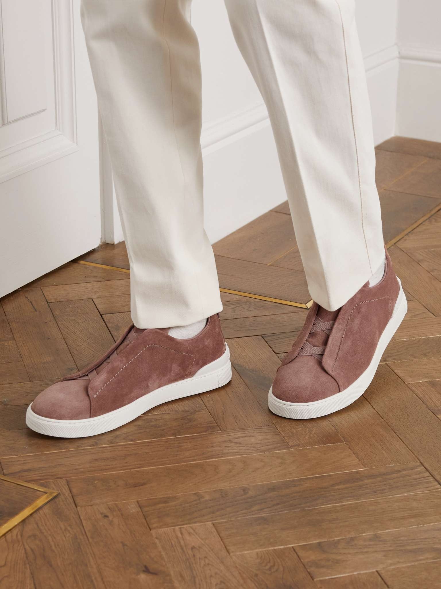 Triple Stitch Suede Sneakers - 3