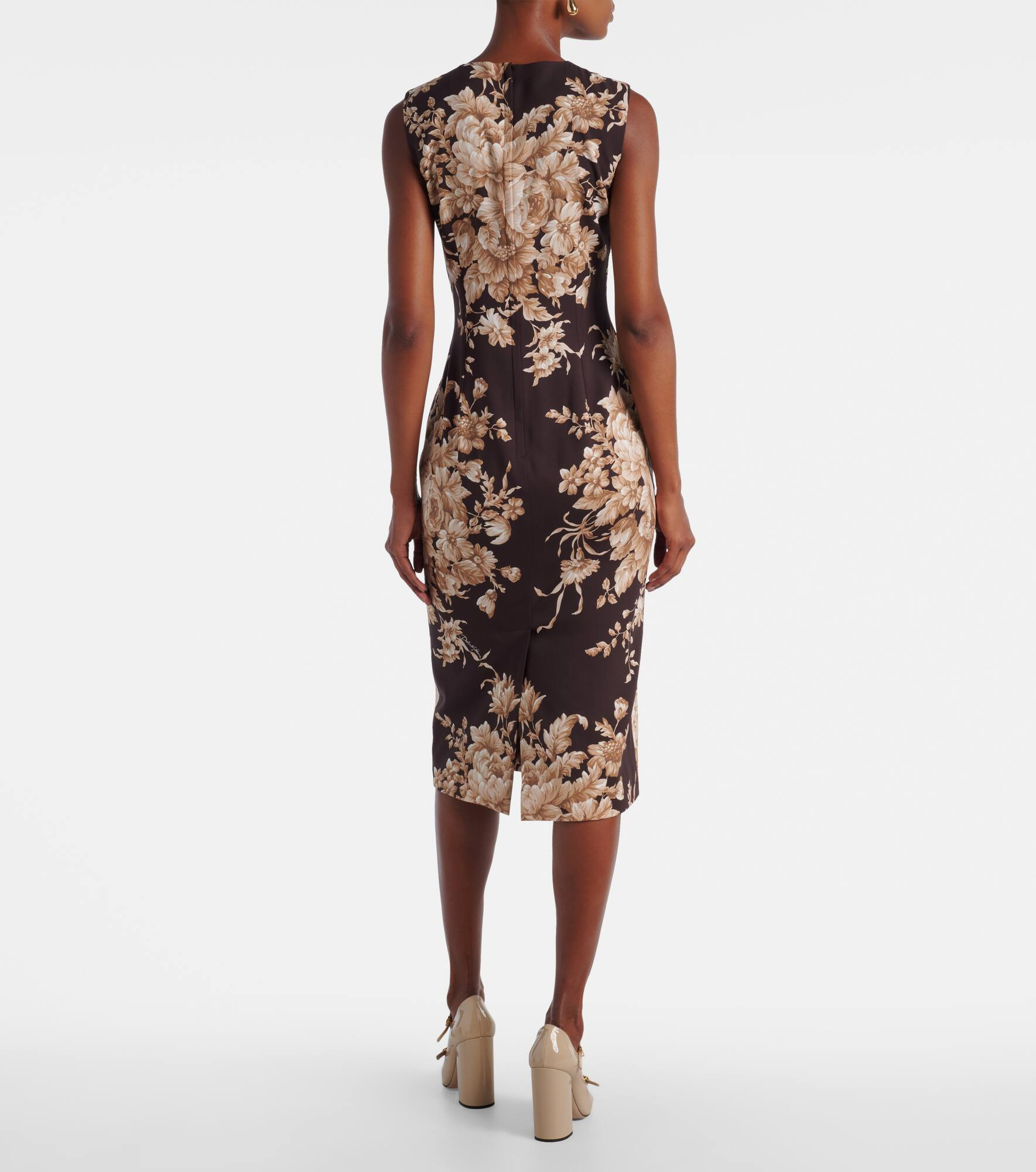 Floral silk-blend charmeuse midi dress - 3