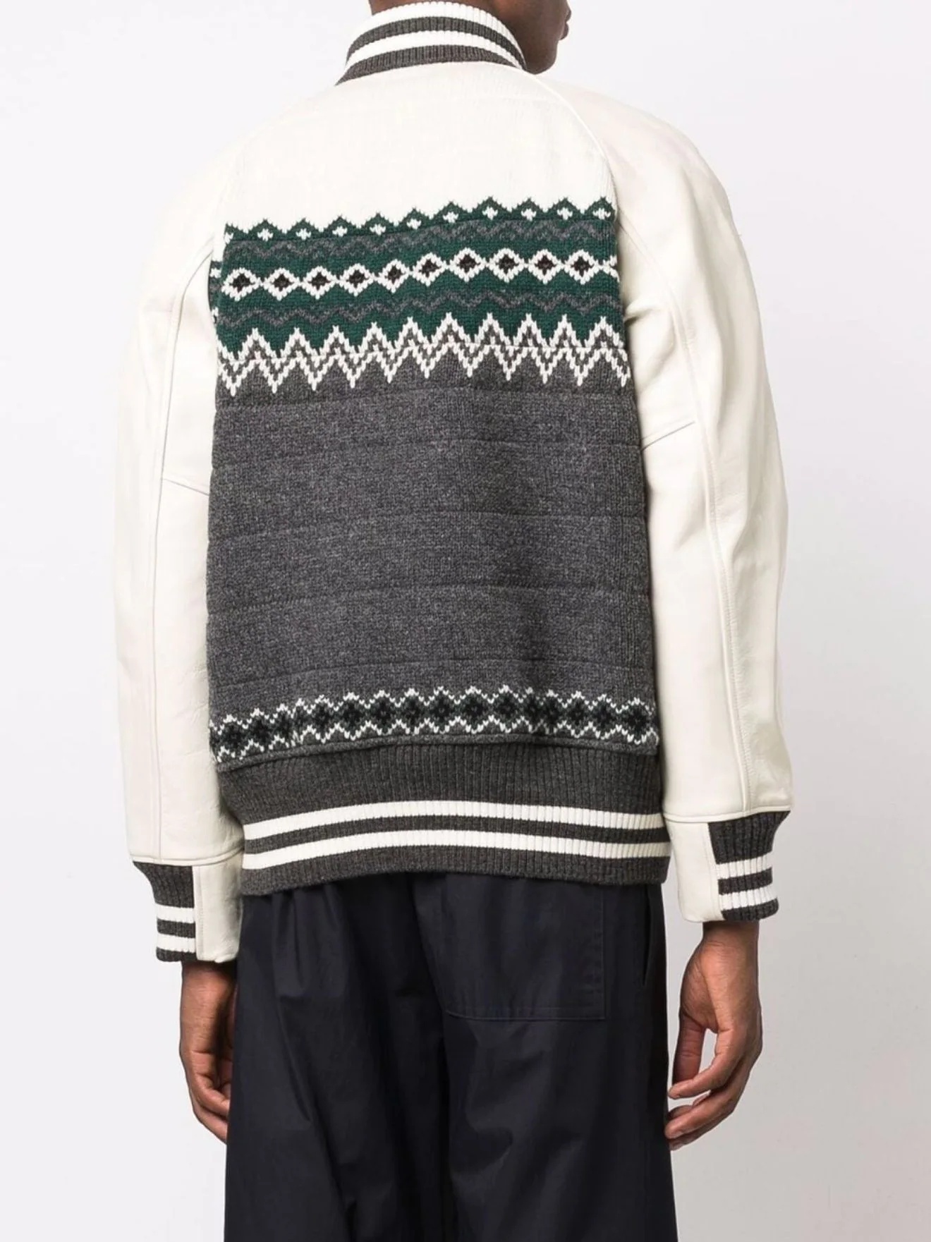 fairisle wool-panelled bomber jacket - 4