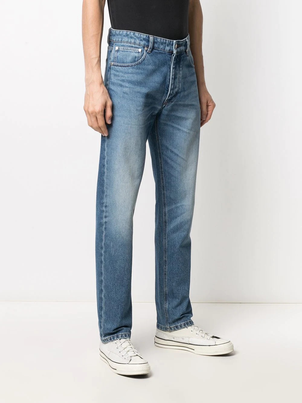 straight-leg mid wash jeans - 3