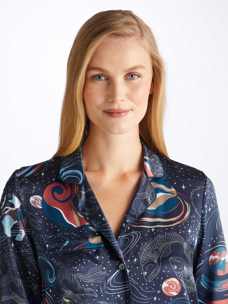 Women's Pajamas Brindisi 105 Silk Satin Navy - 5