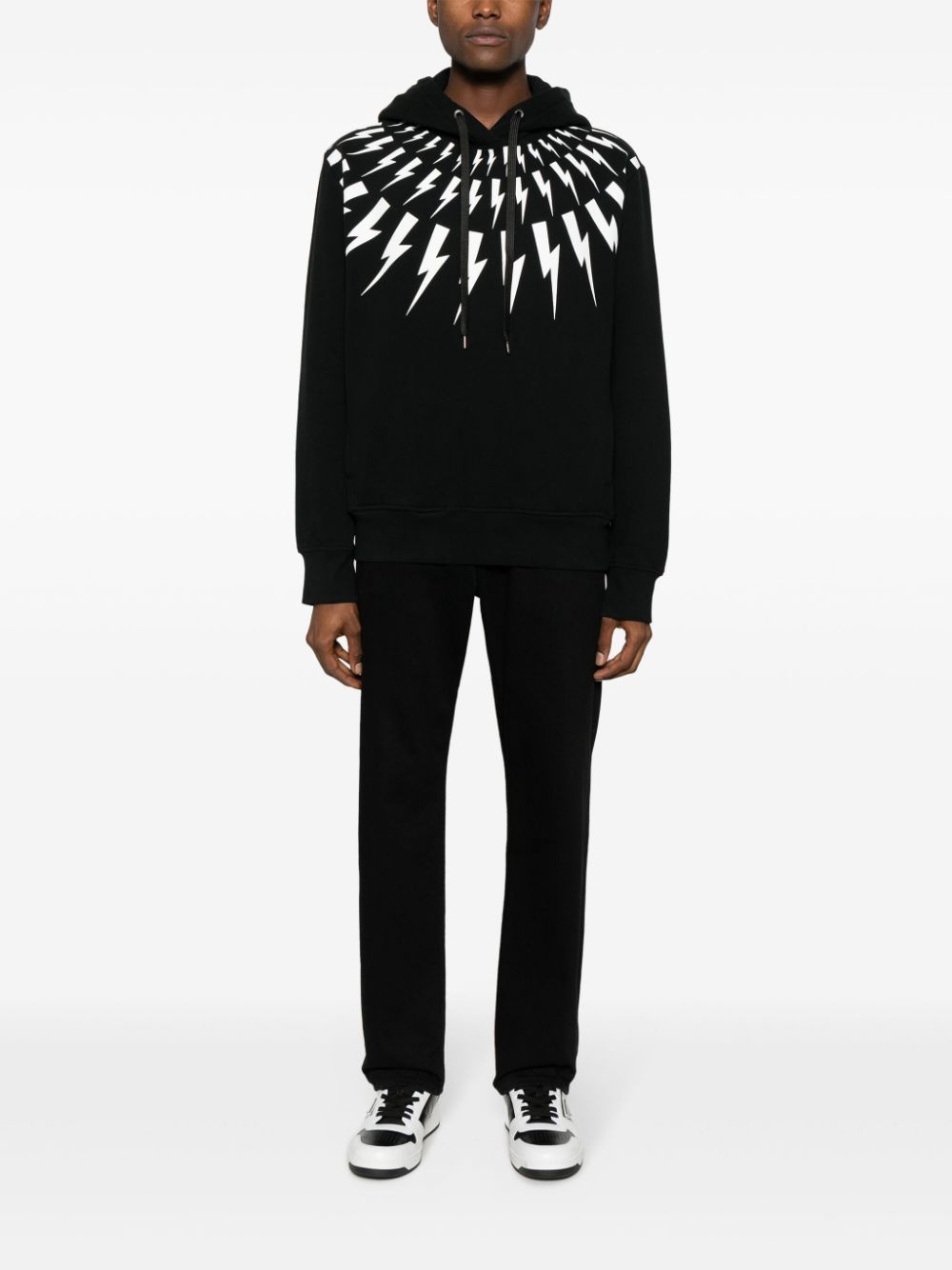 Thunderbolt-print cotton hoodie - 2