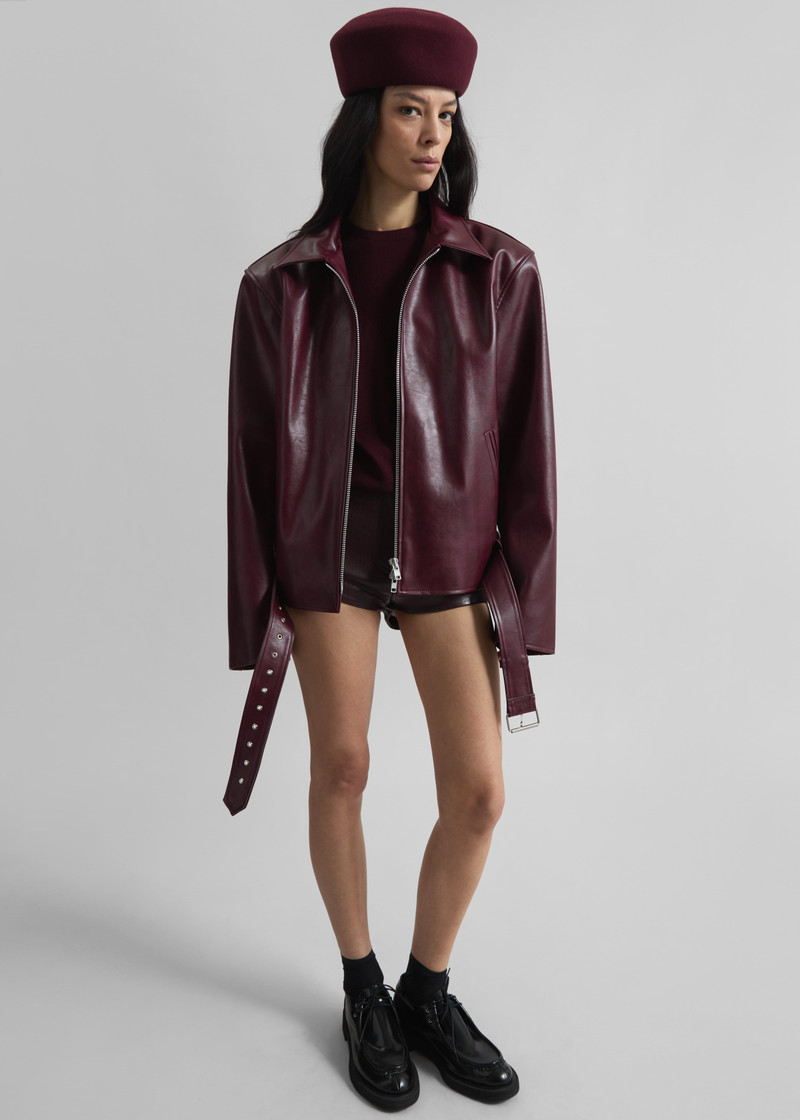 Norbury Faux Leather Jacket - Burgundy 6