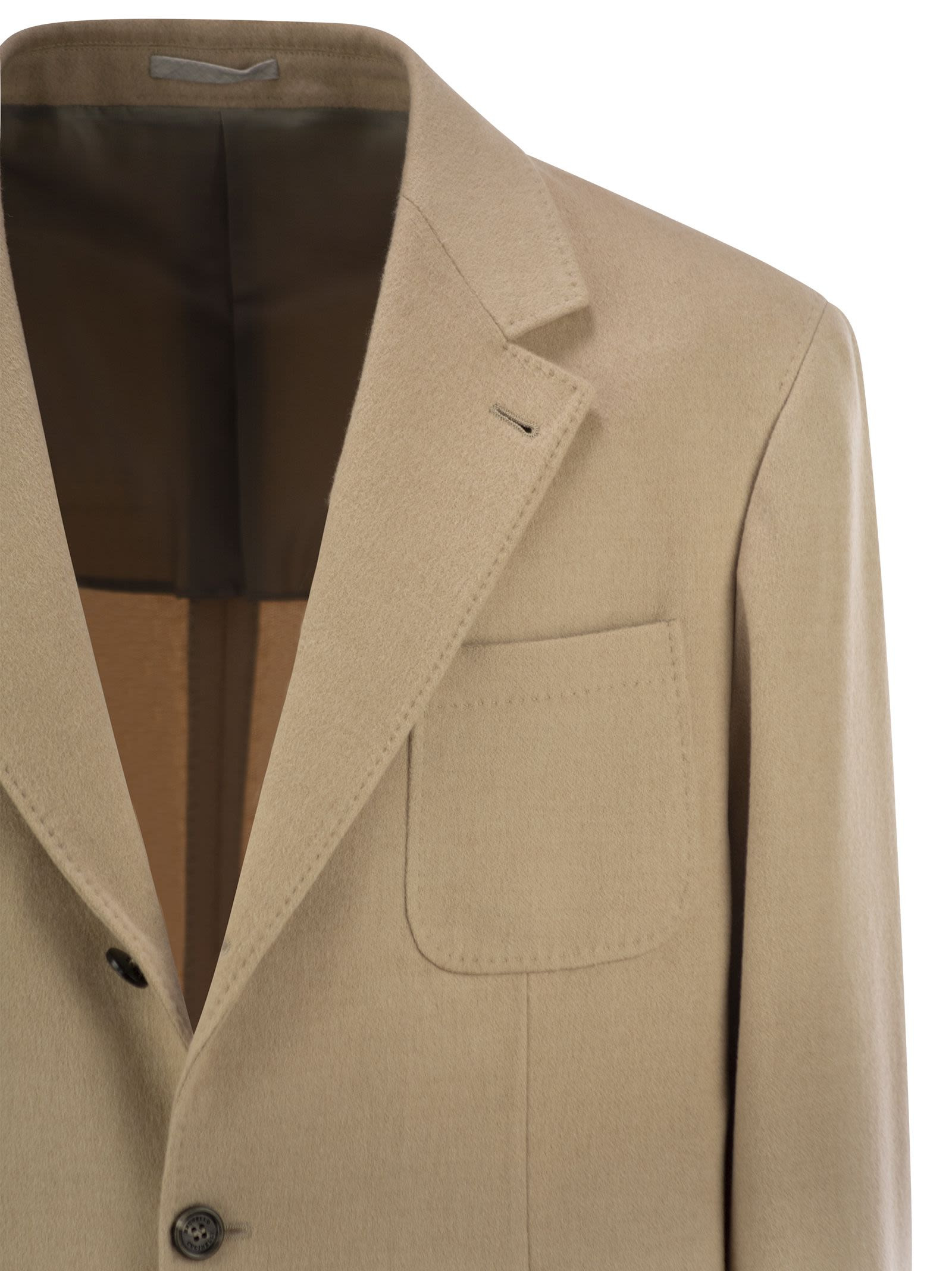 Brunello Cucinelli Men Camel Jacket With Patch Pockets - 4