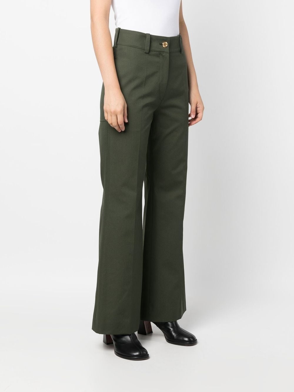 logo-embroidered flared trousers - 3