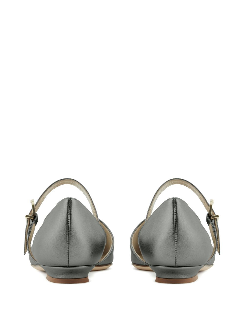 lamé-effect leather ballerina shoes - 3