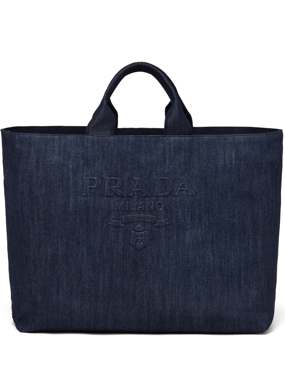 leather-trim denim tote - 1