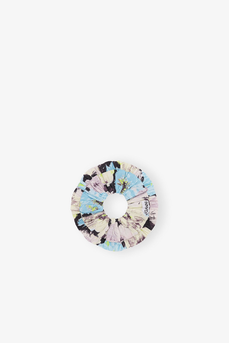 FLORAL PRINTED COTTON FRILL SCRUNCHIE 1