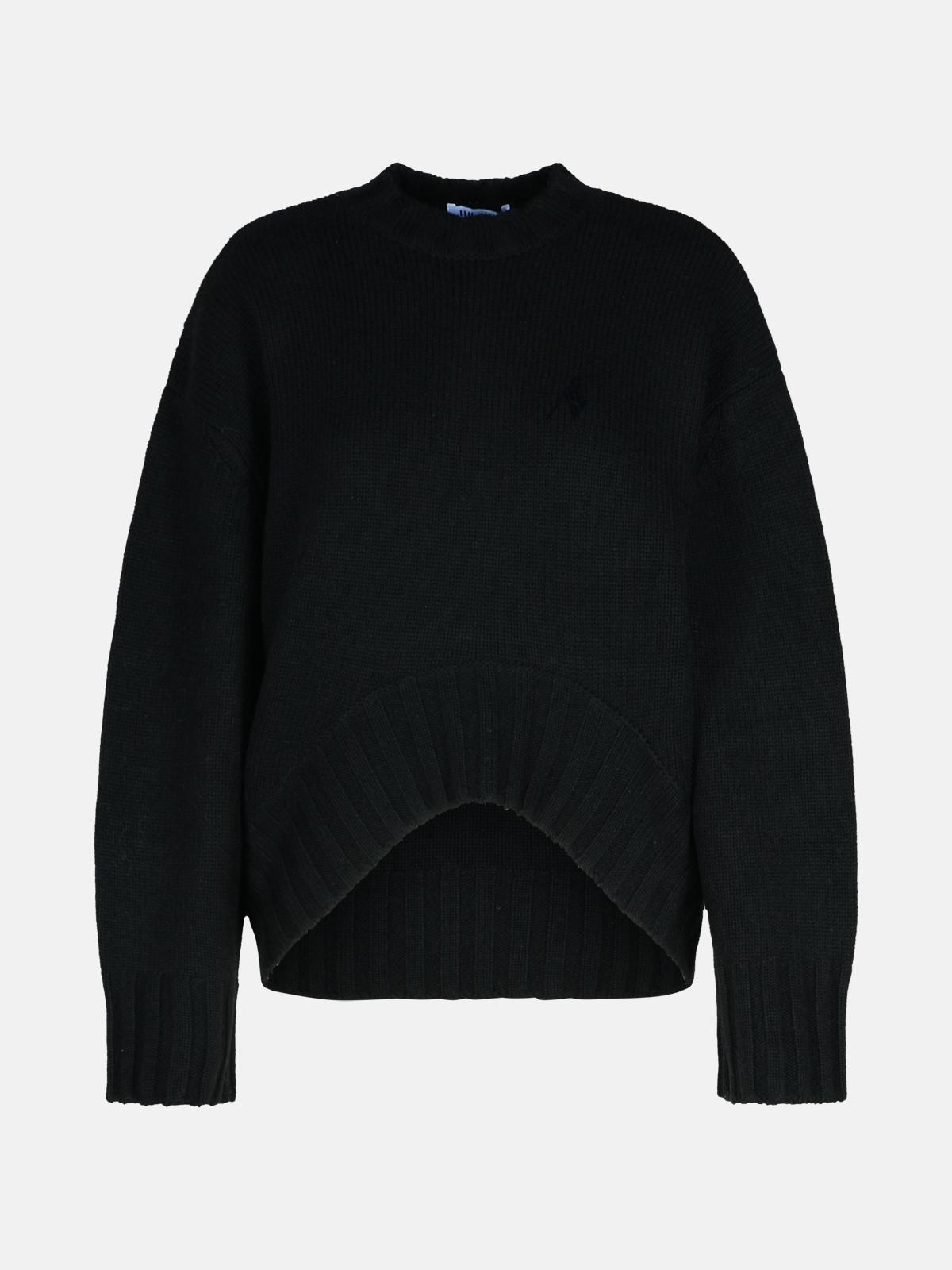 BLACK WOOL BLEND SWEATER - 1