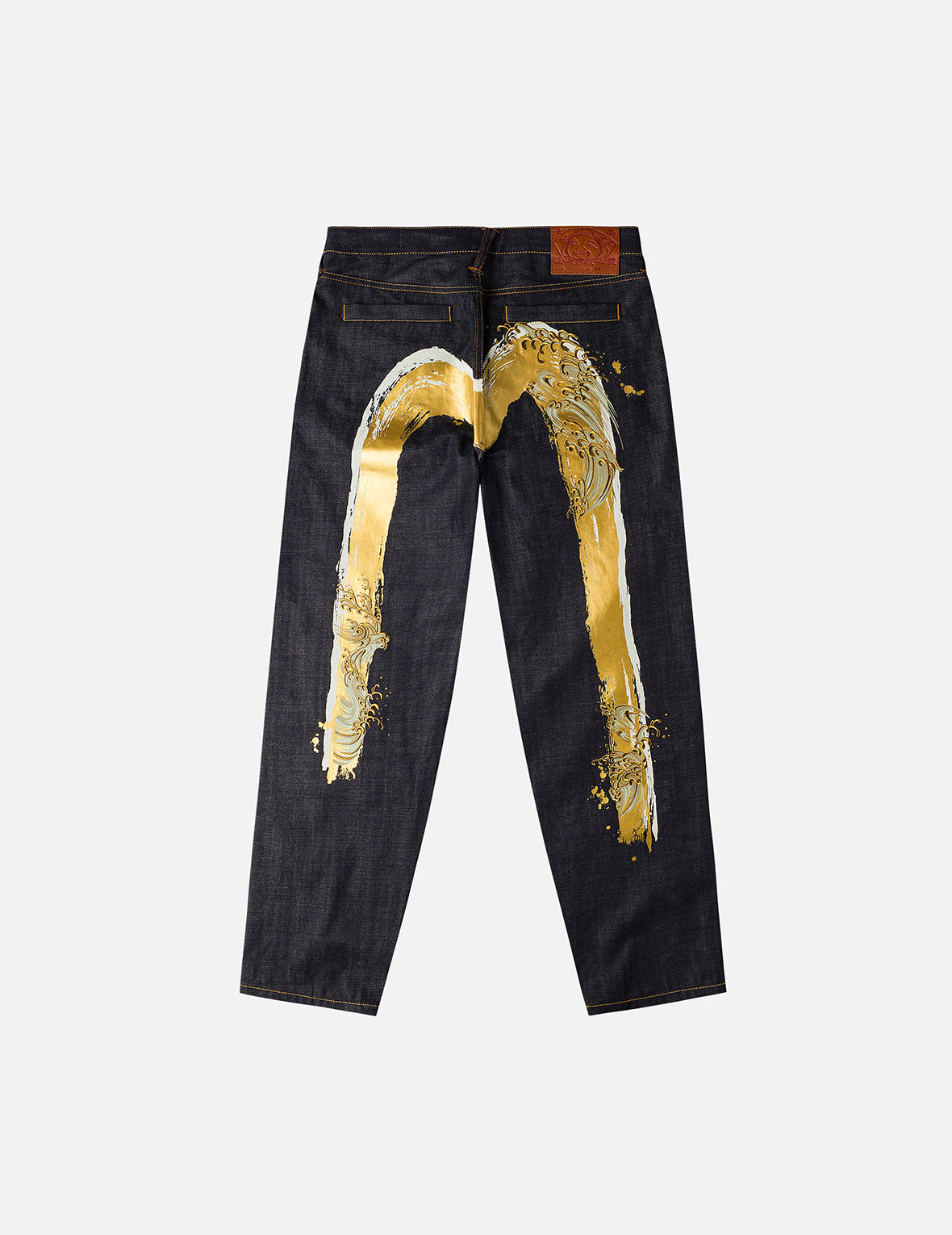 Handbrush Daicock Print with Wave Embroidery  Relax Fit Jeans - 3