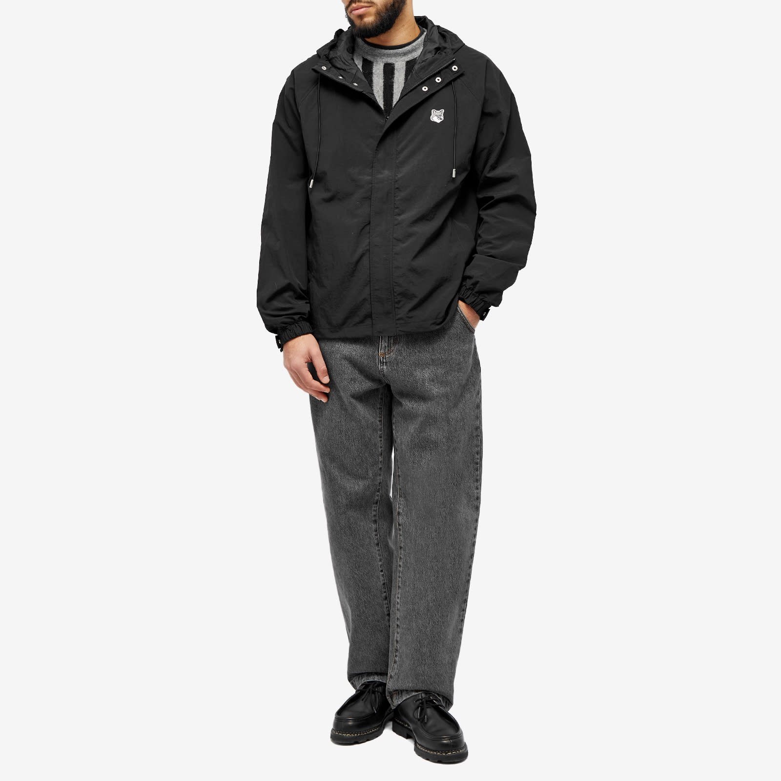 Maison Kitsuné Maison Kitsune Grey Fox Head Patch Windbreaker