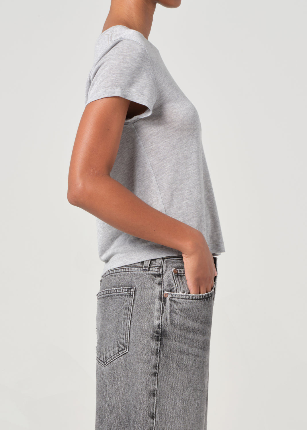 ADINE SHRUNKEN TEE IN GREY HEATHER - 4